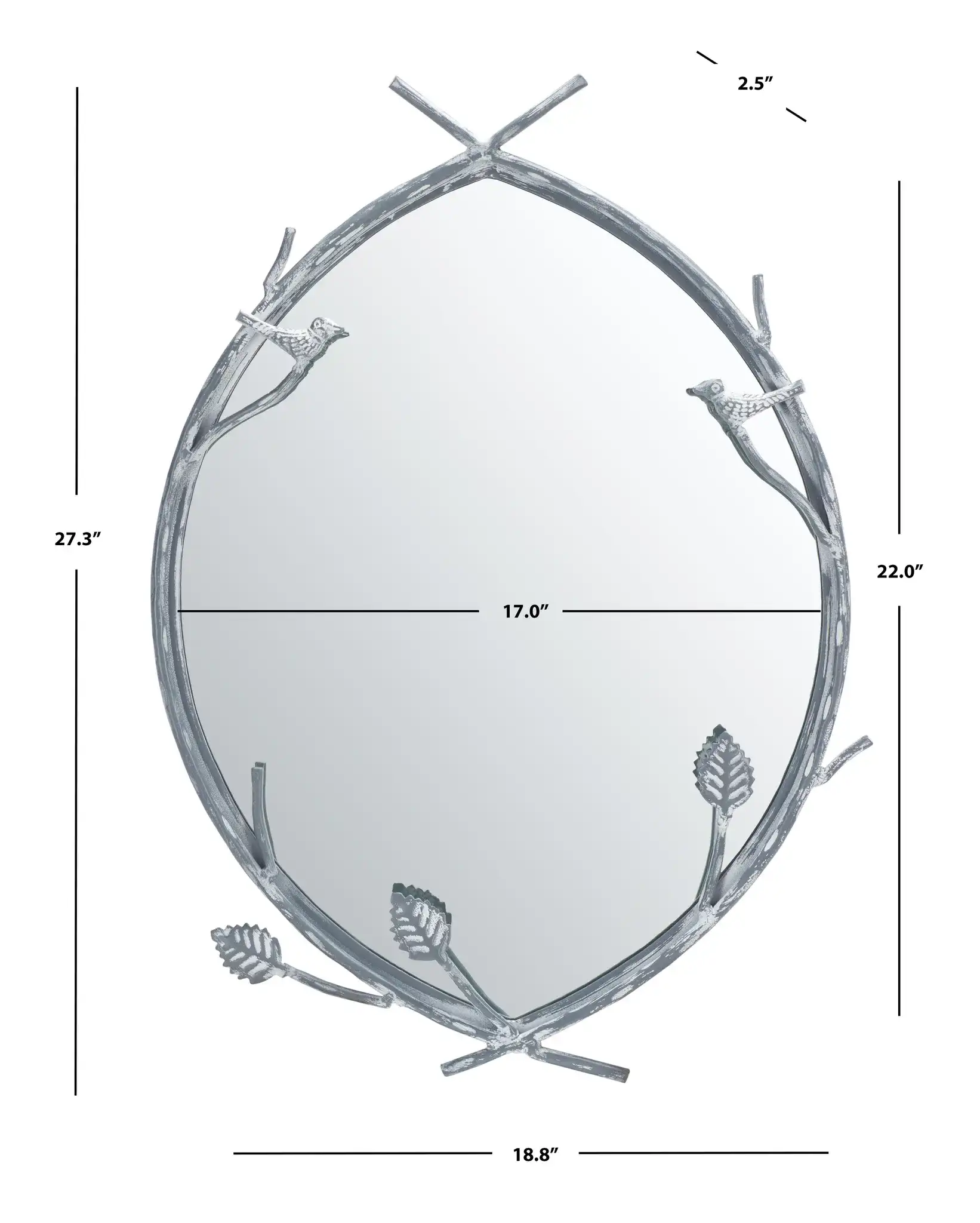Helios 18.75-Inch Mirror in Silver, detail view