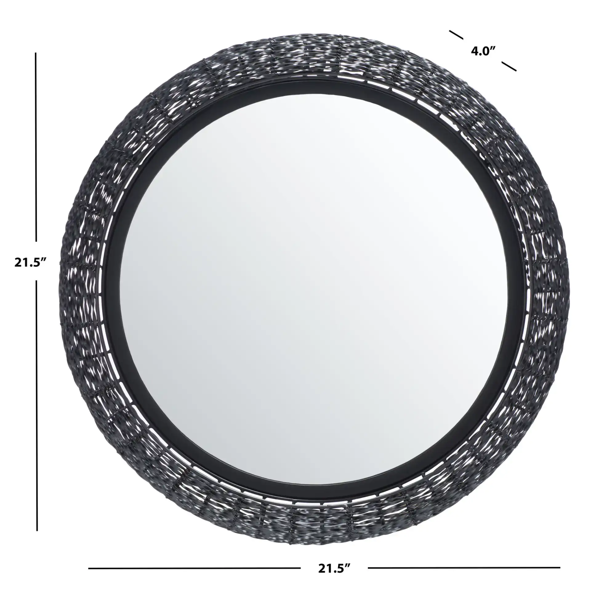 Iona Mirror in Black Matte, detail view