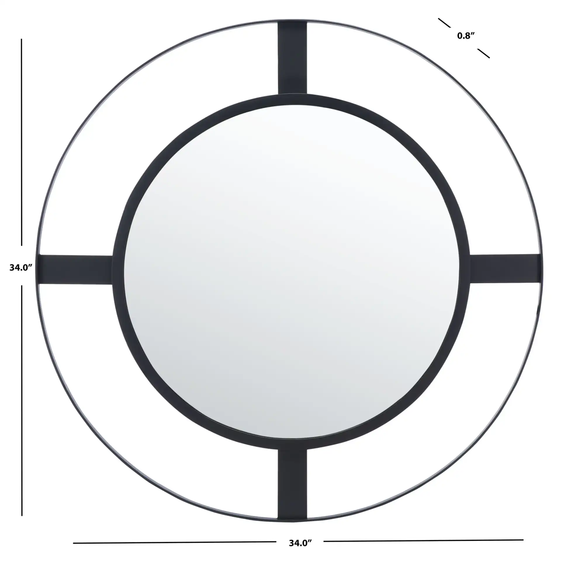 Kirina 34-Inch Mirror in Black Matte, detail view