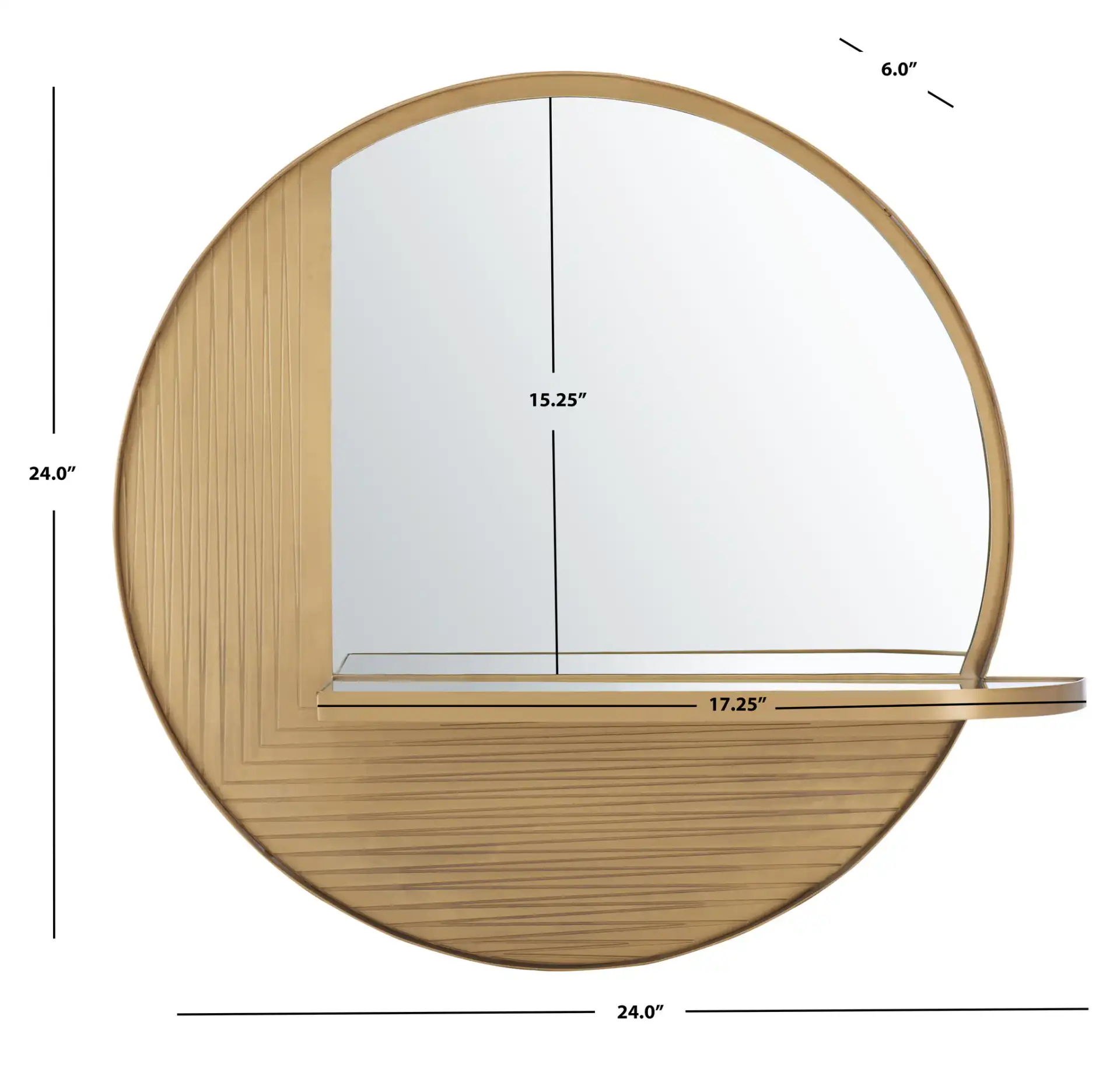 Maileen 24-Inch Mirror in Antique Brass, detail view