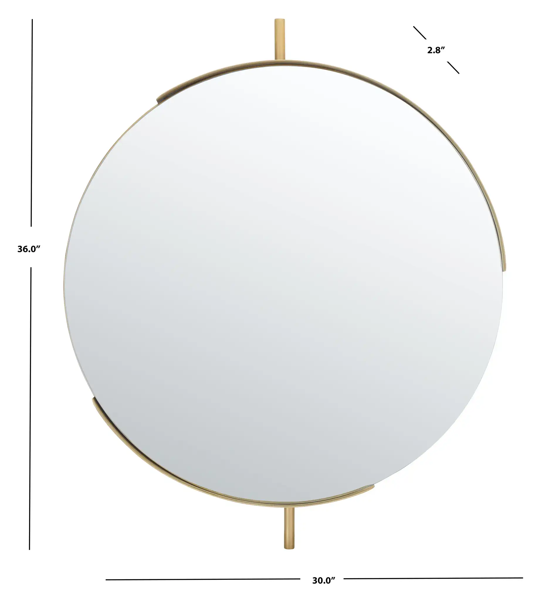 Orford 30" Mirror in Brushed Brass, detail view