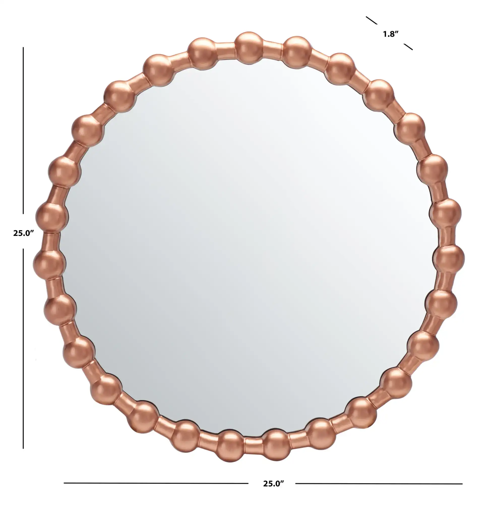Pallas 25" Mirror in Brushed Copper, detail view