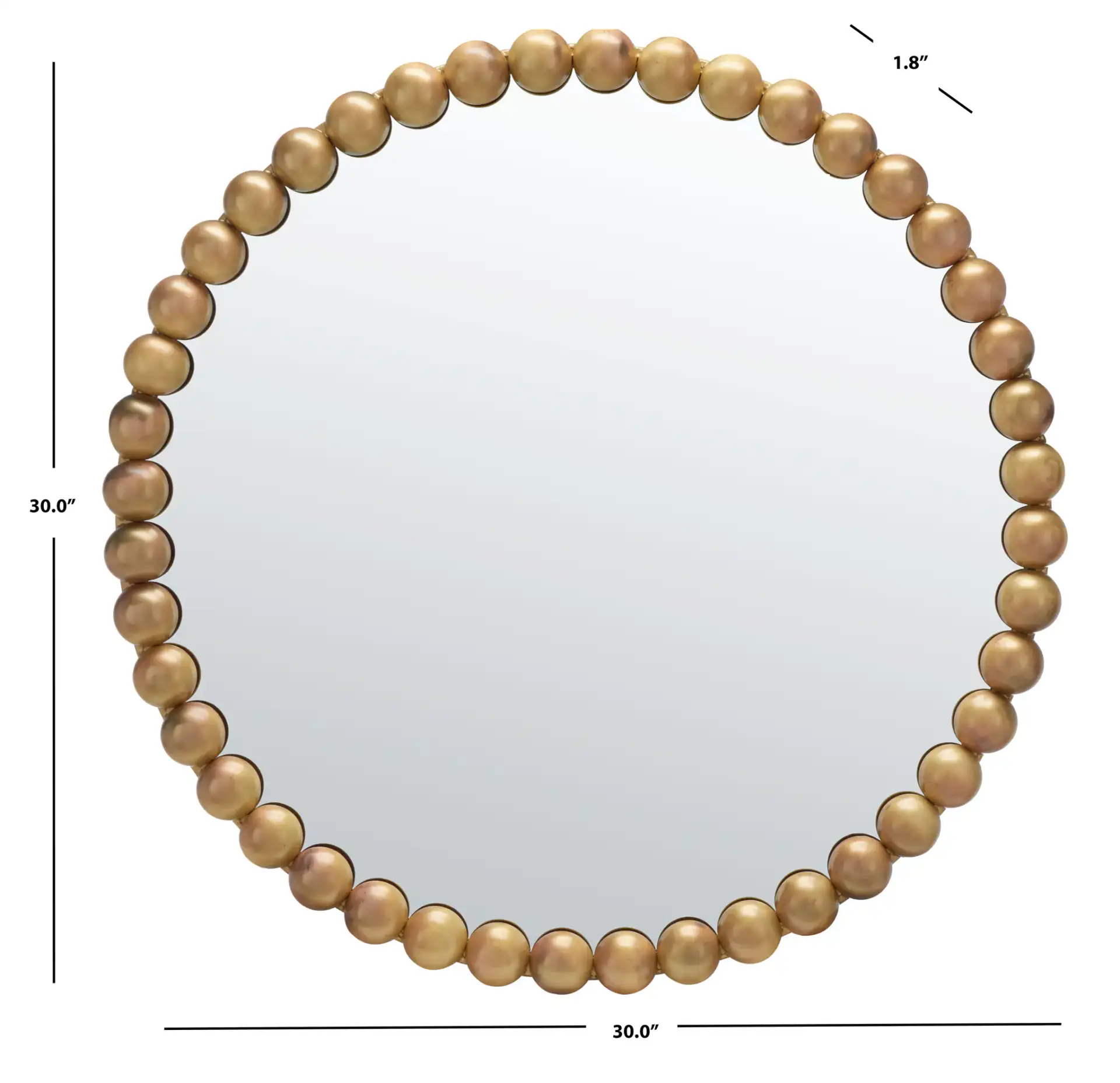 Pace Mirror in Burnt Brass, detail view