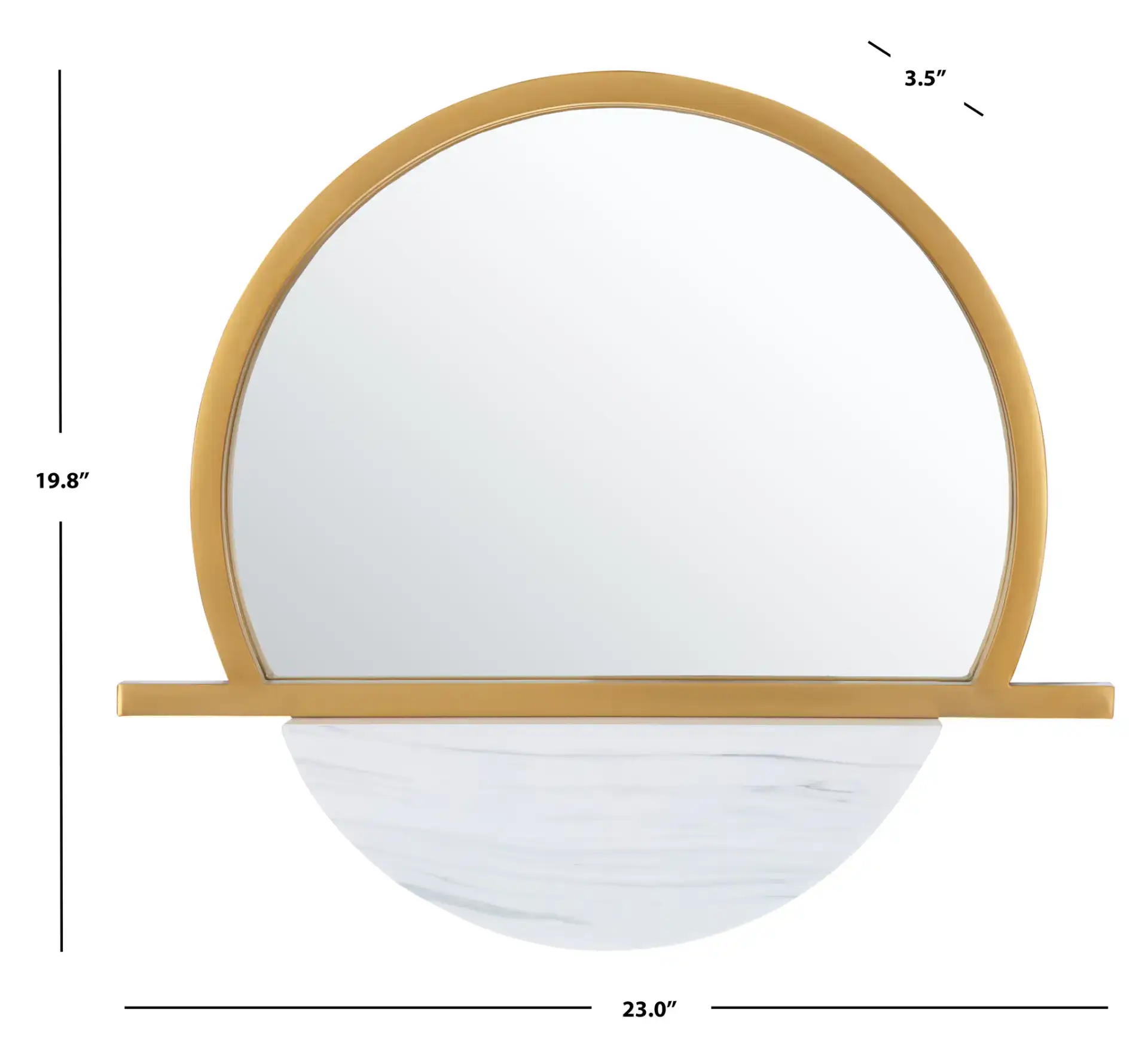 Sarada Mirror in Gold / White, detail view