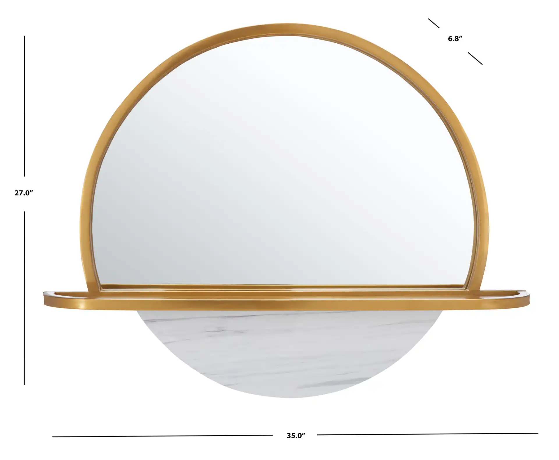 Tsarra 35" Mirror in Gold / White, detail view
