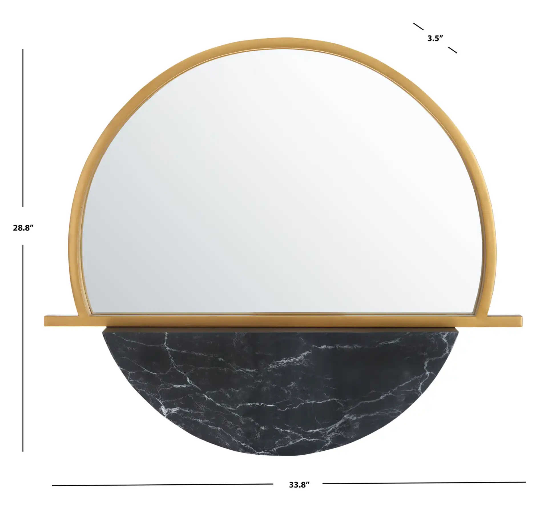 Vaiani Mirror in Gold / Black, detail view