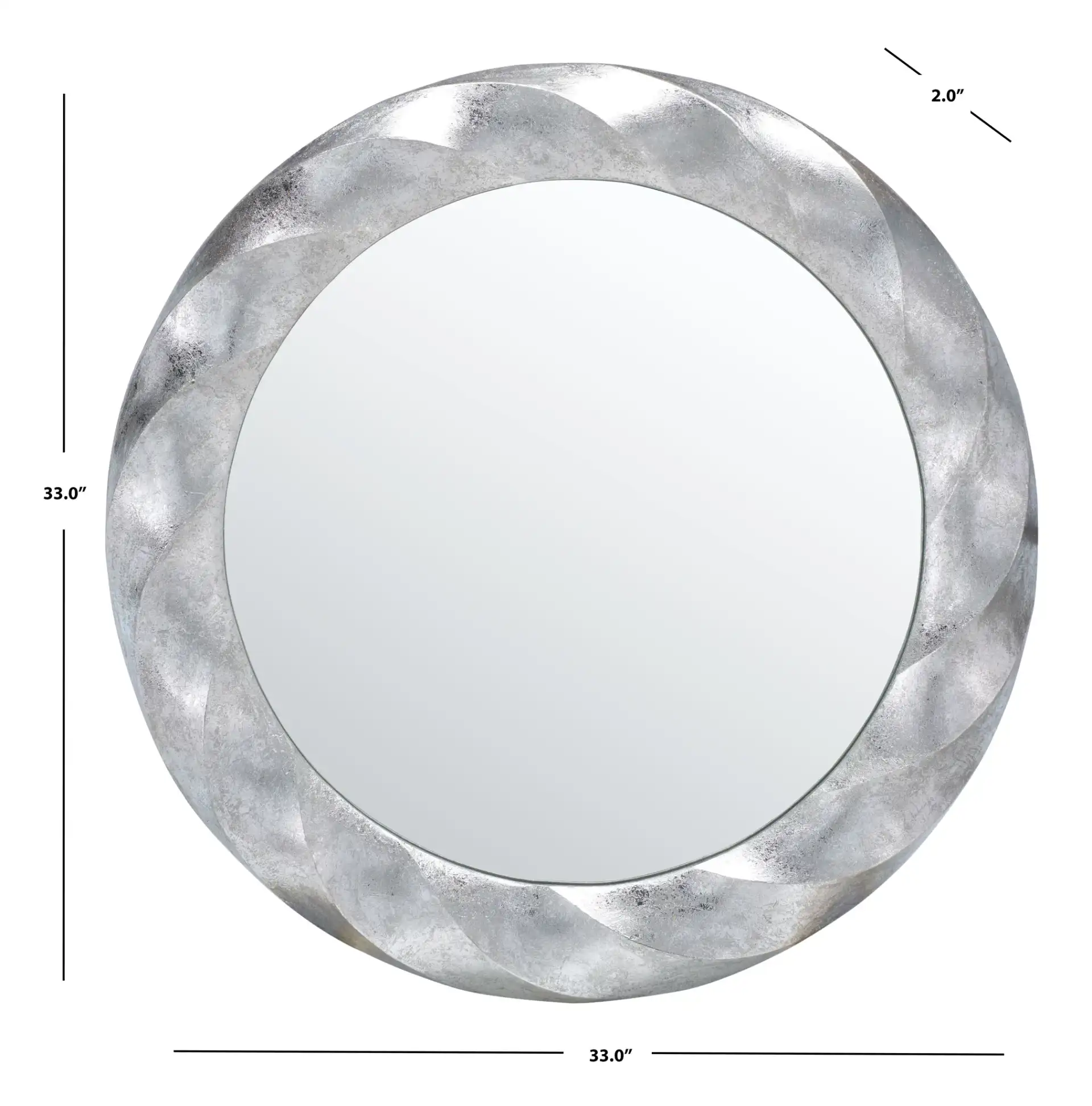 Winterrose Mirror in Silver, detail view