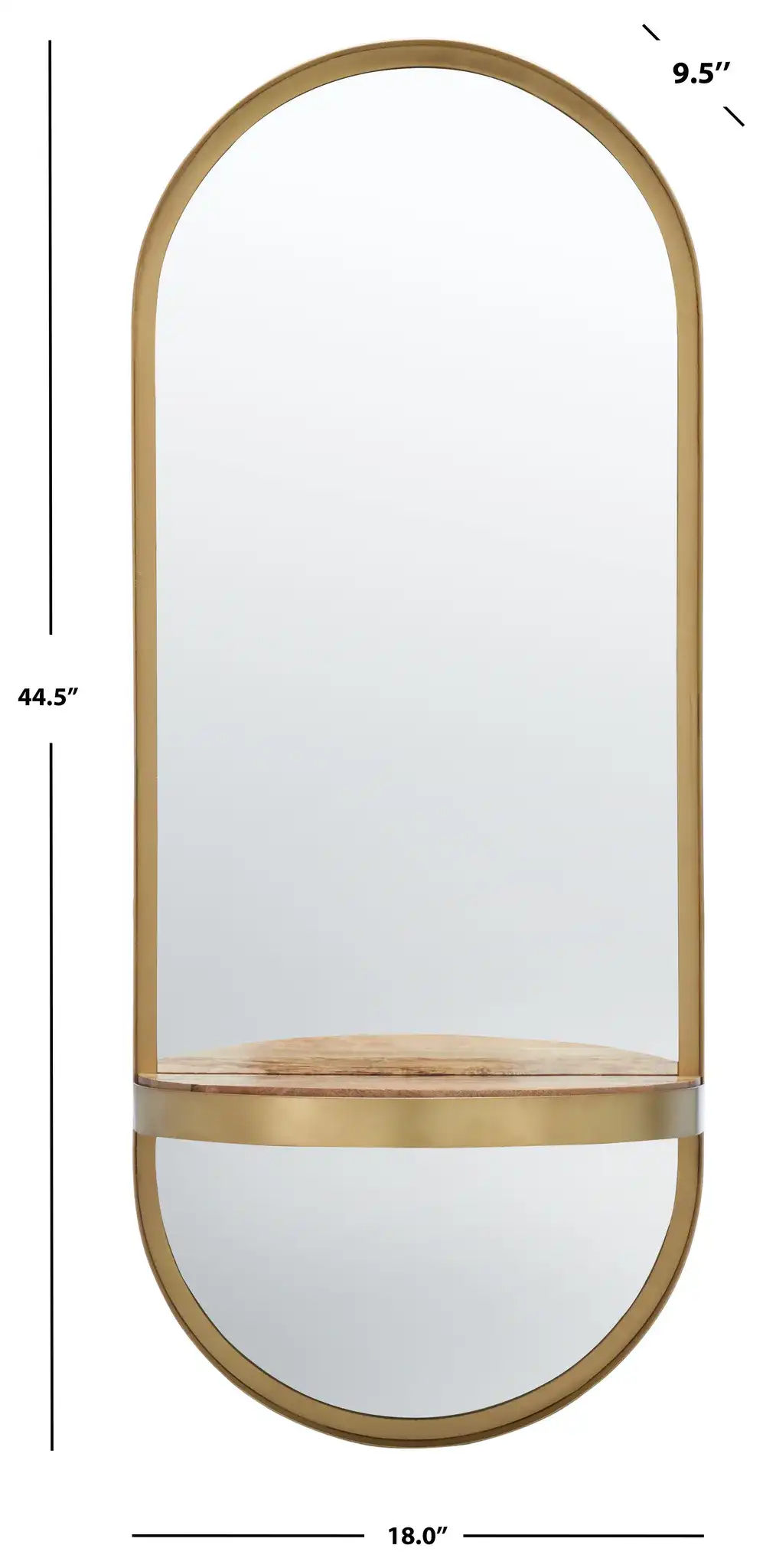 Laycie 18-Inch Mirror in Brushed Brass, detail view