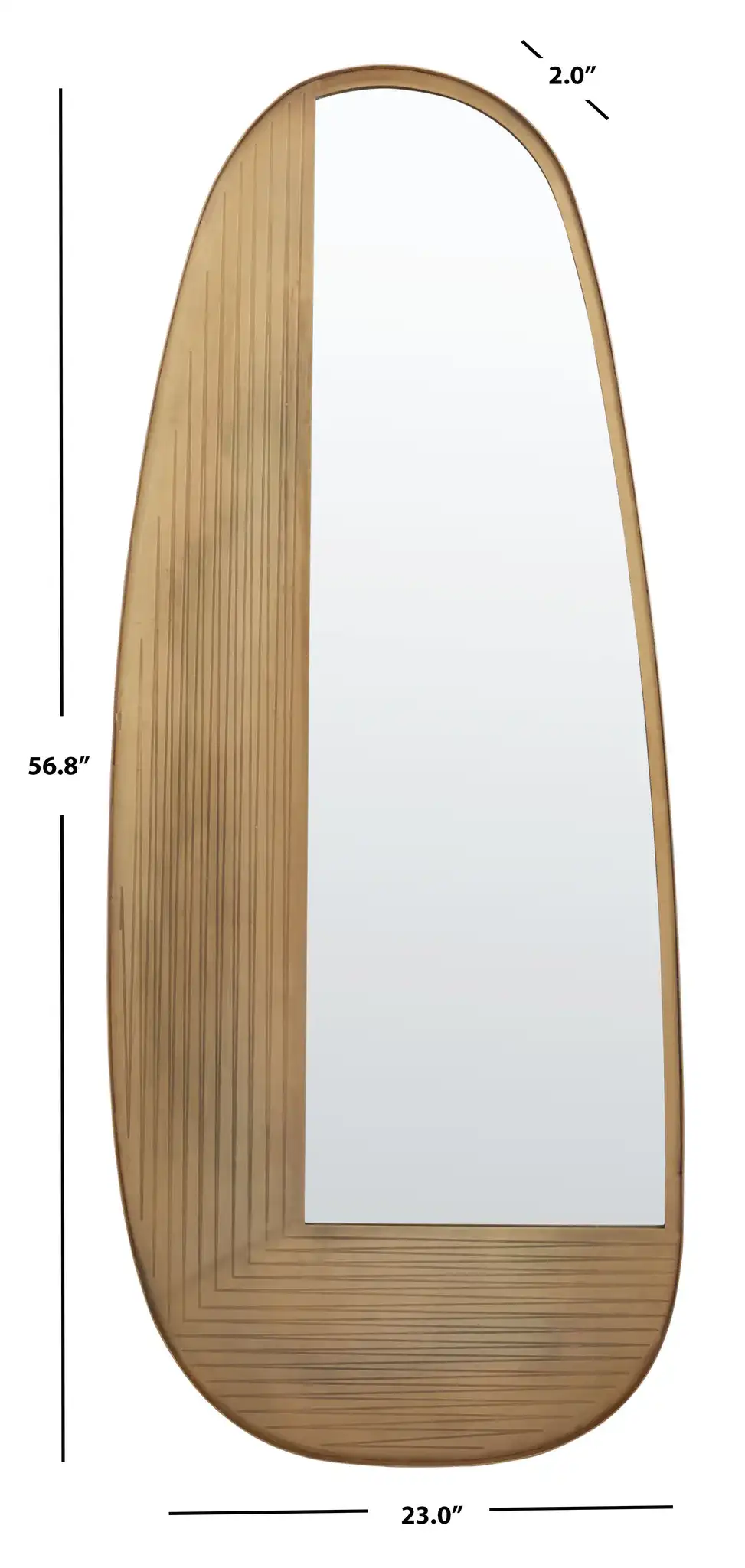 Kinselle 23-Inch Mirror in Antique Brass, detail view