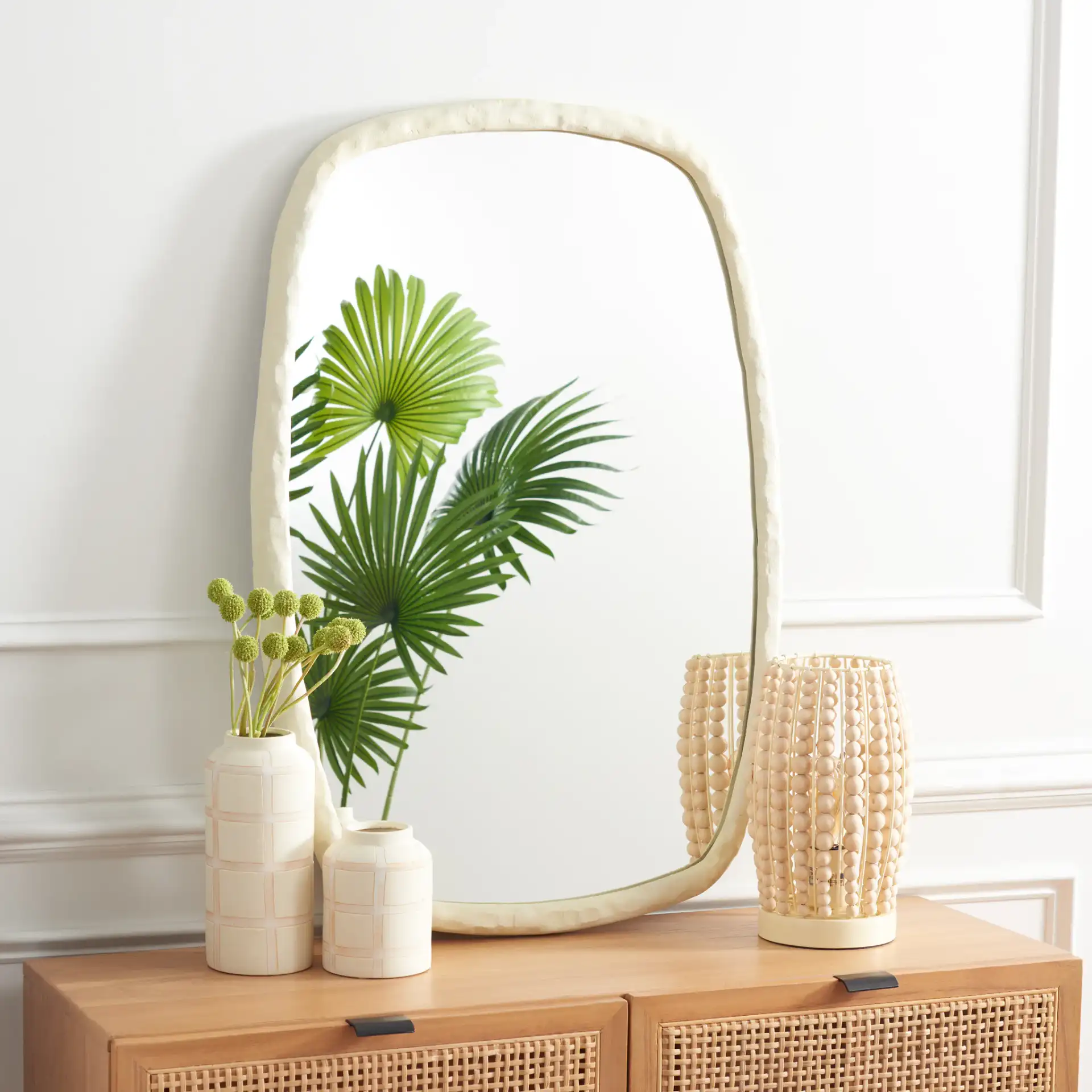 Raelee 24-Inch Mirror in Ivory in a styled room