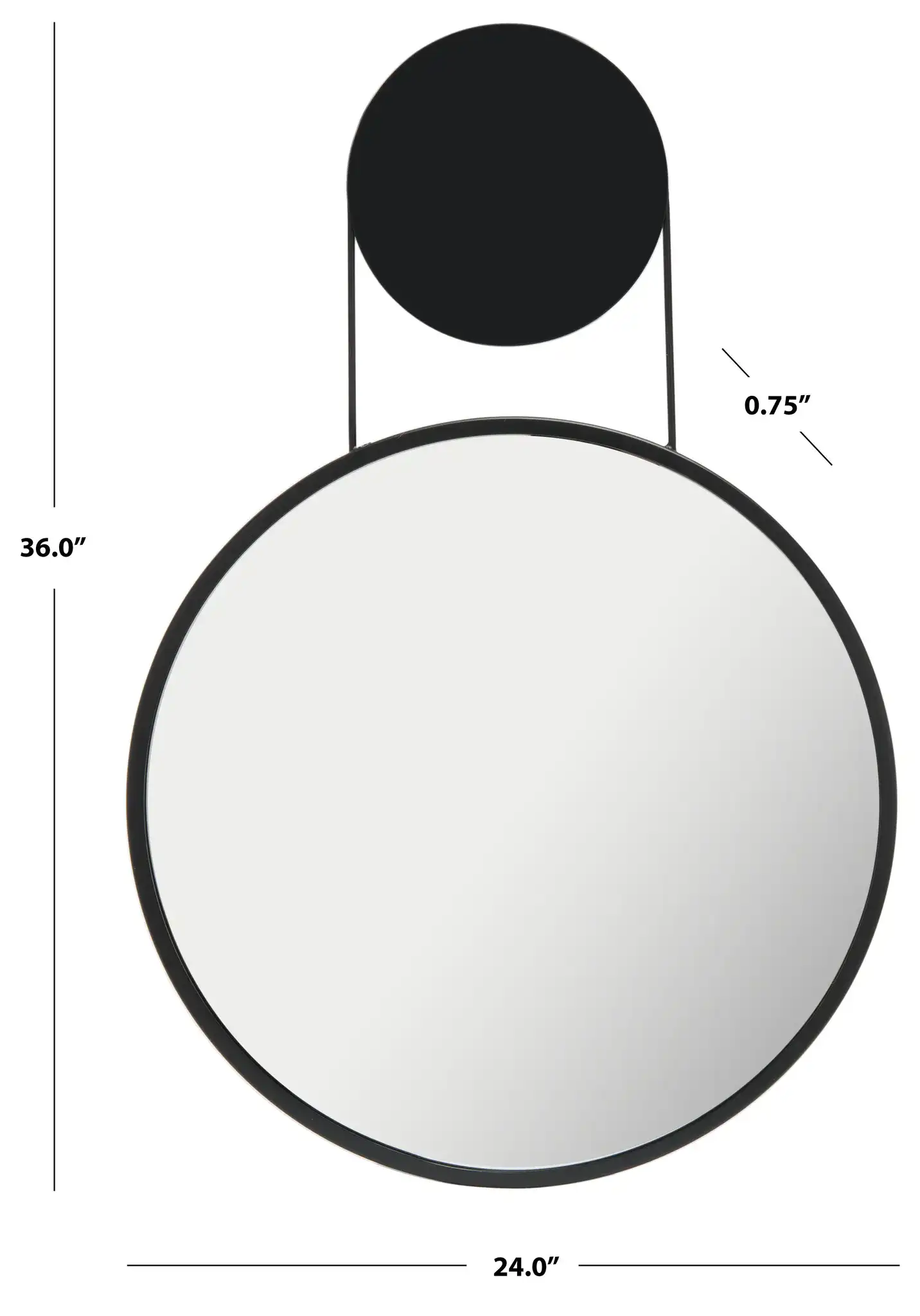 Aura 24-Inch Mirror in Matte Black, detail view