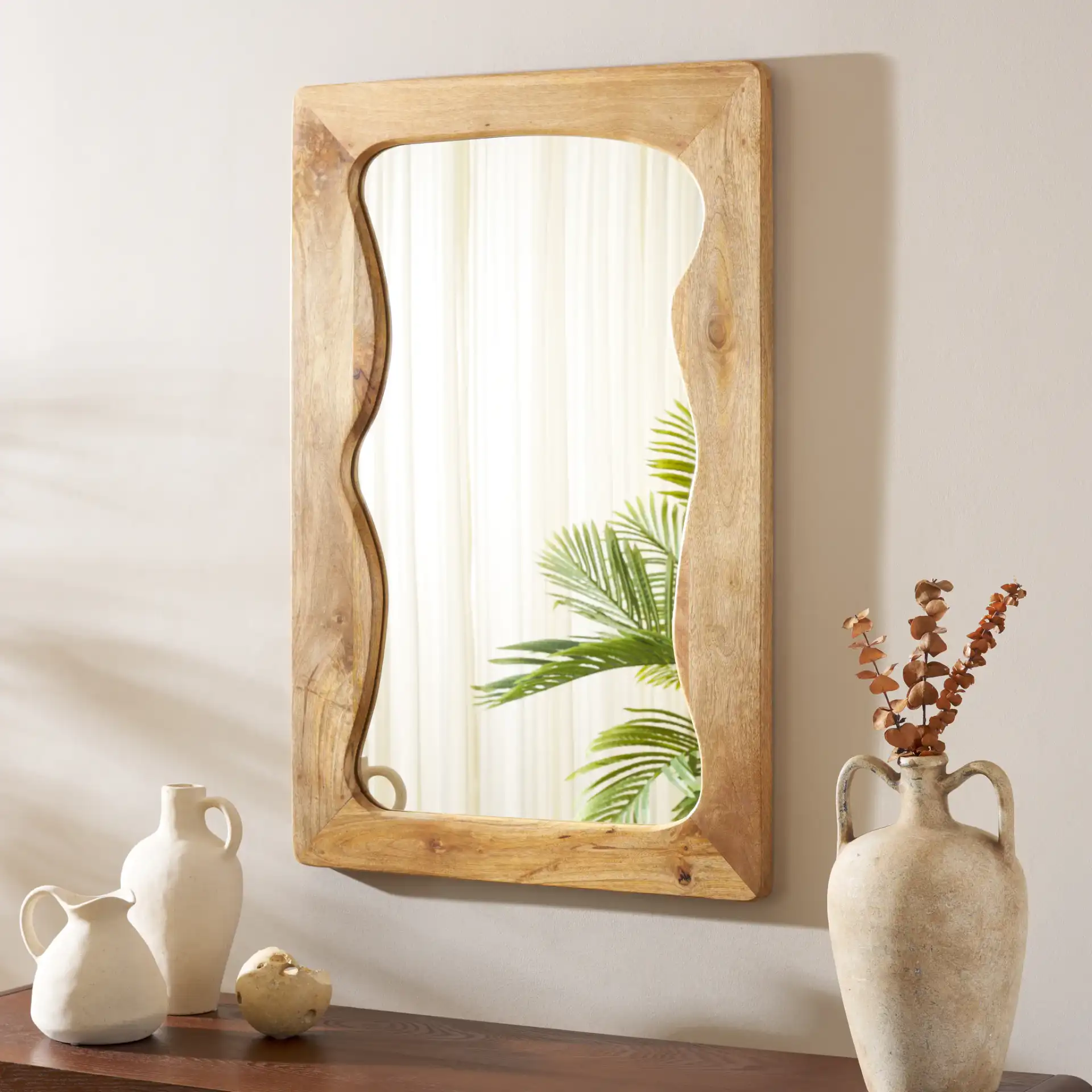 Melody 24-Inch Mirror in Natural in a styled room