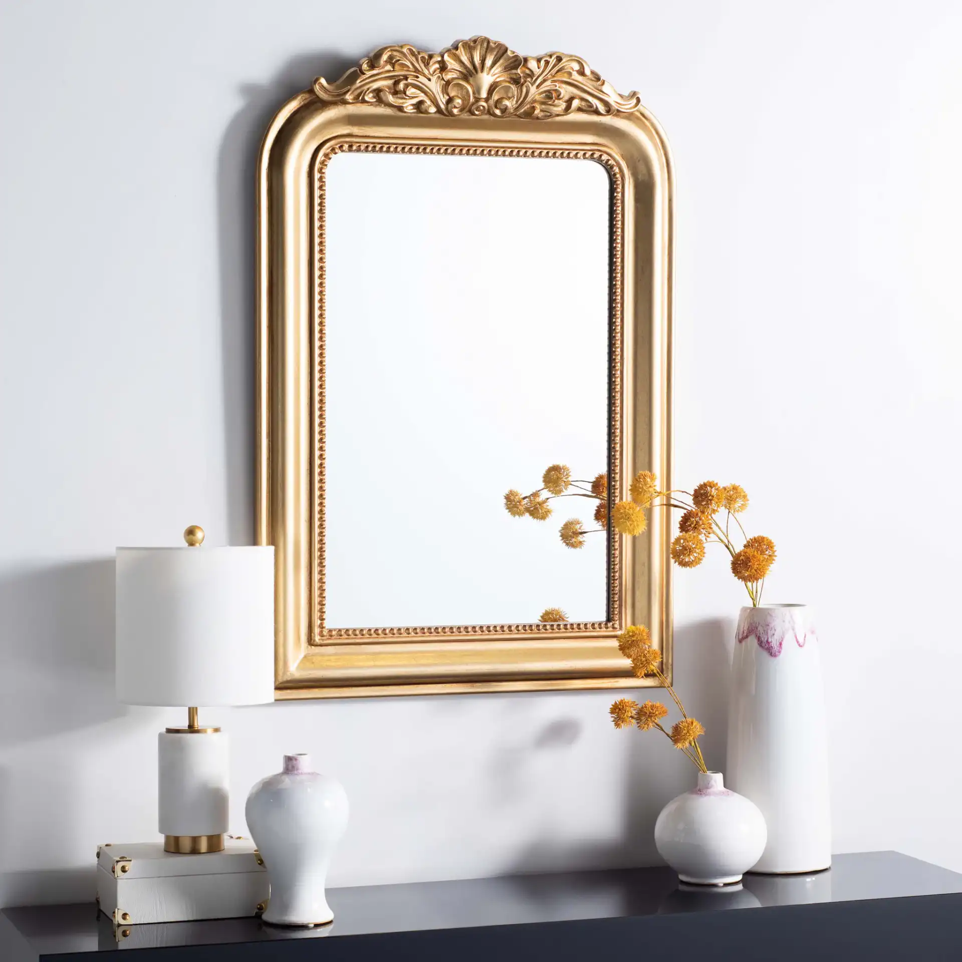 Wenda Mirror in Antique Gold