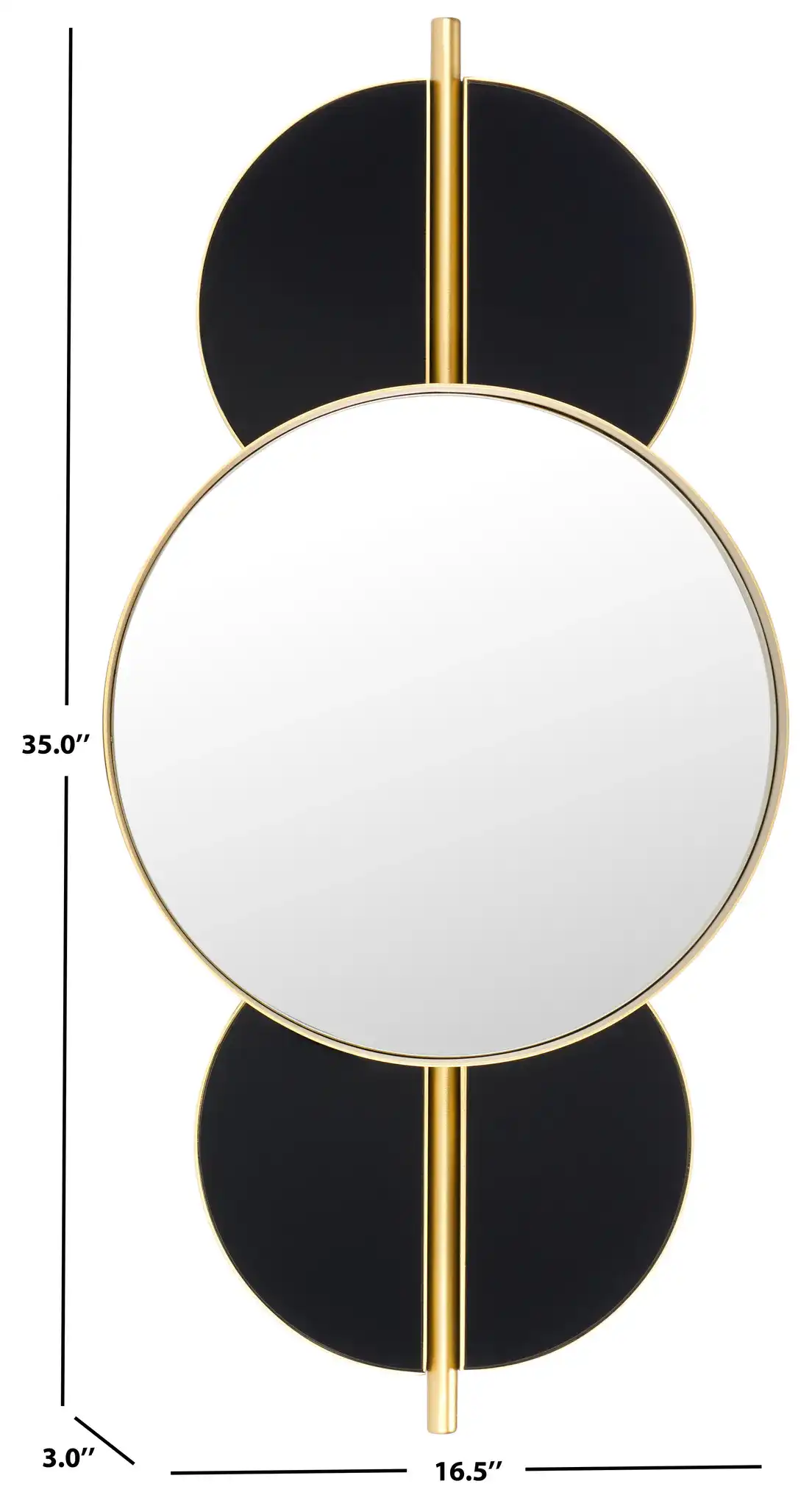 Syrus 16.5-Inch Mirror in Gold / Black, detail view