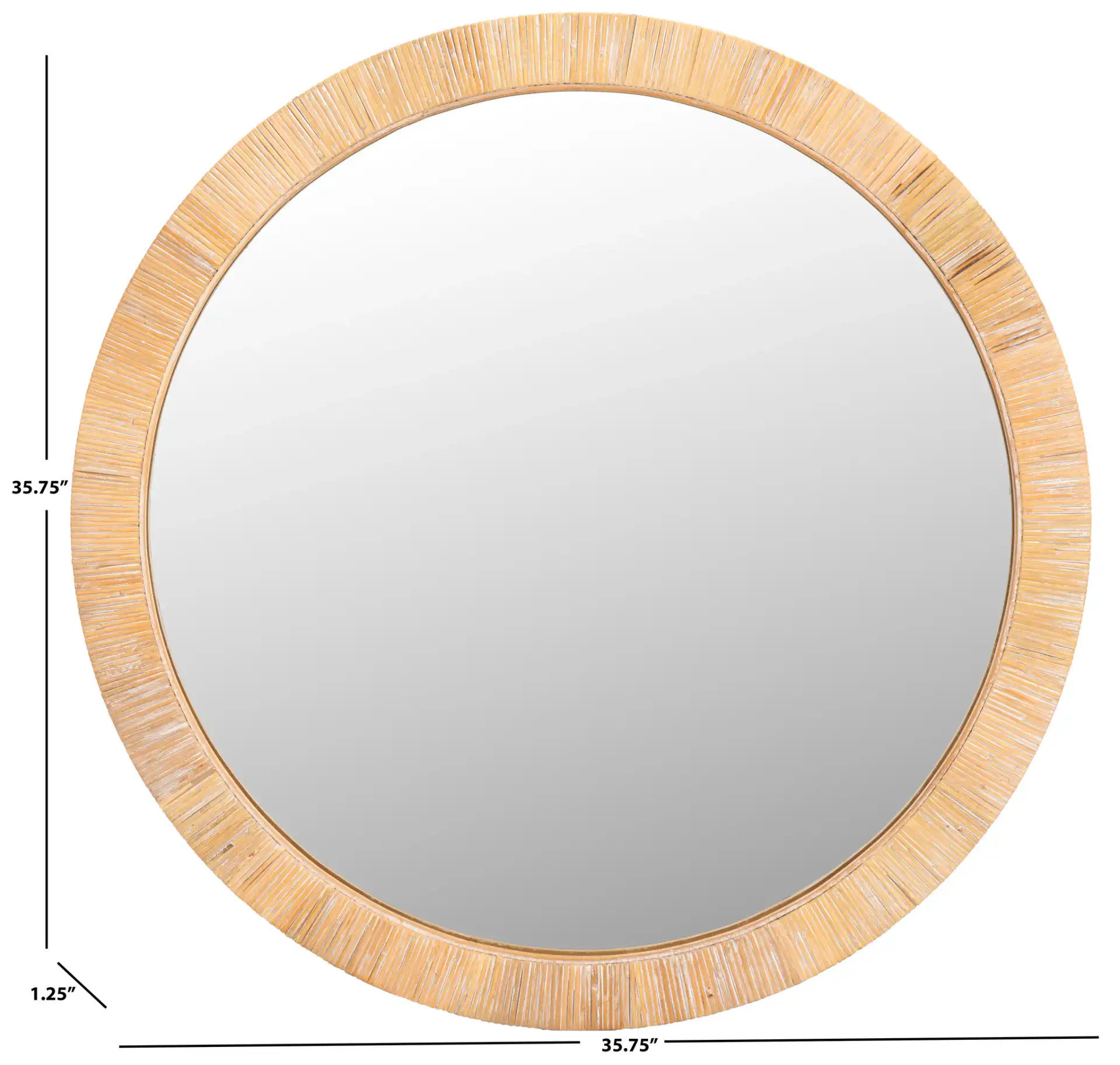 Mila 35.75" Mirror in Natural, detail view