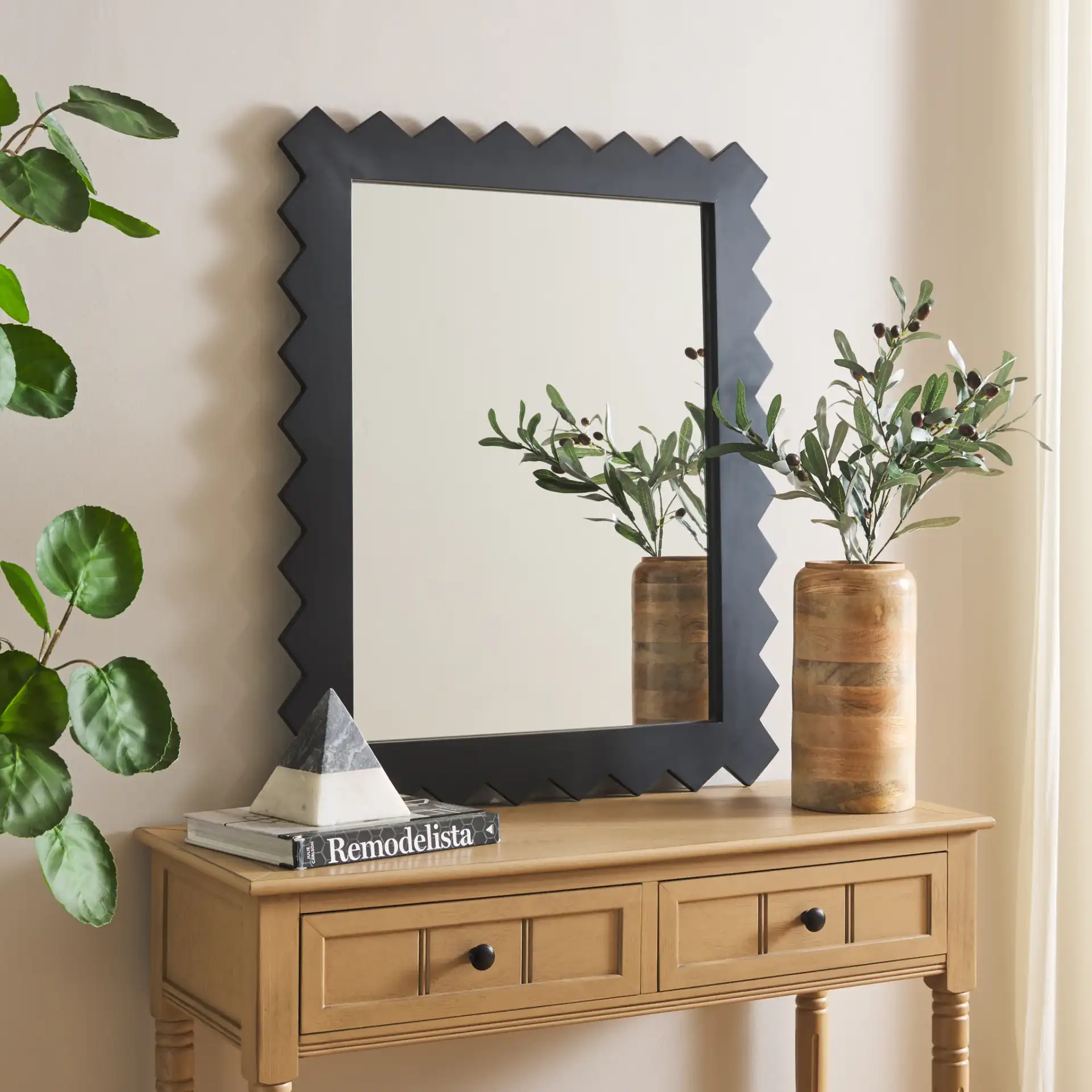 Kase 26-Inch Mirror in Black in a styled room