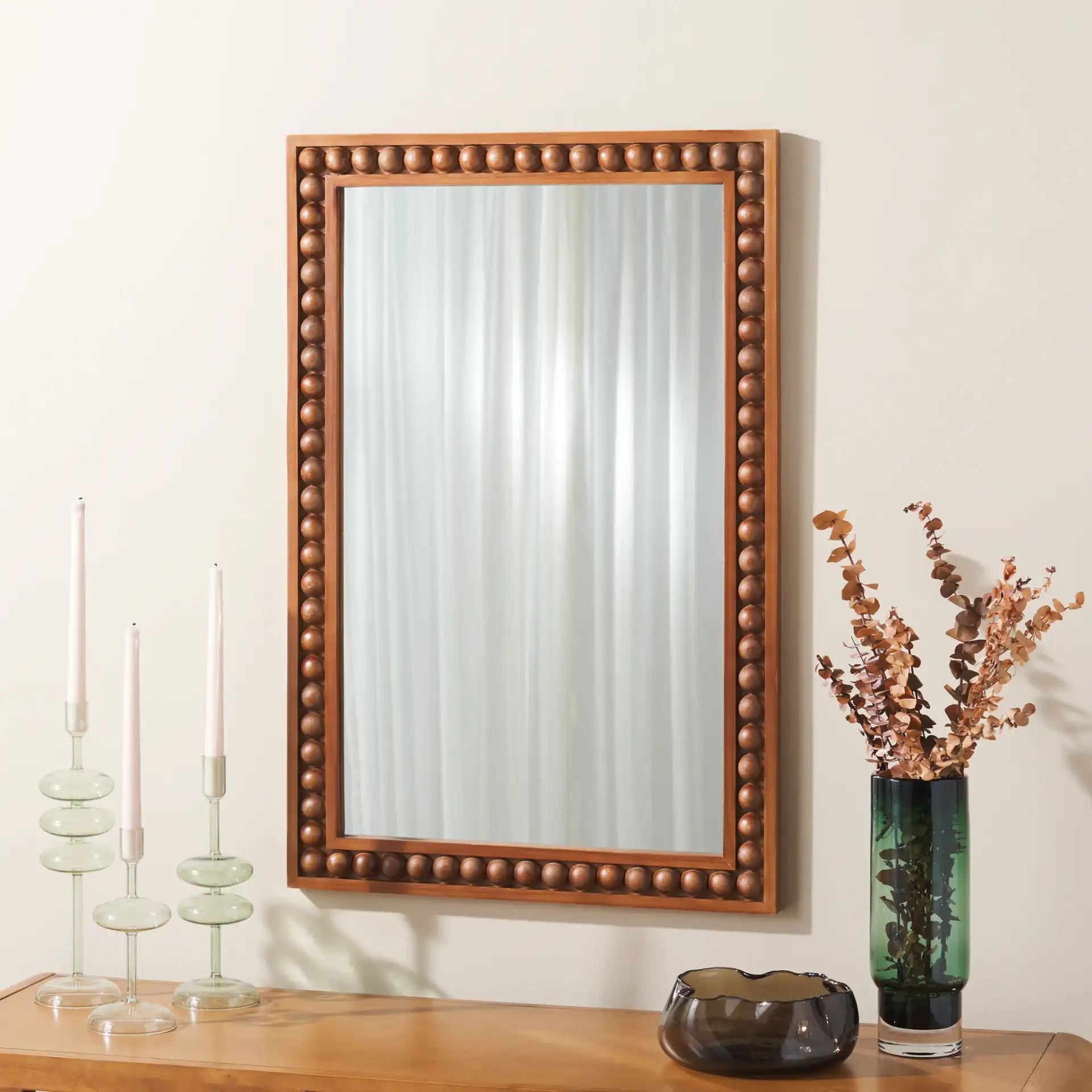 Olena 24" Mirror in Red / Brown in a styled room