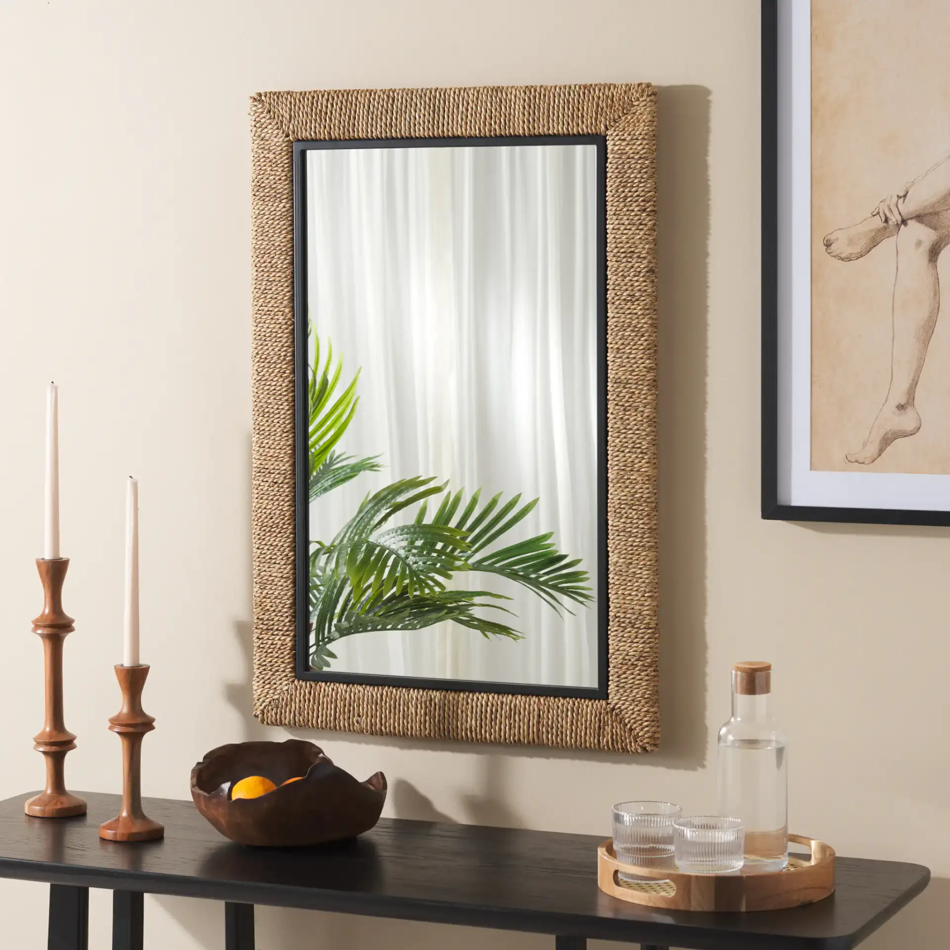 Amelda 24X36 Wall Mirror in Natural / Black in a styled room