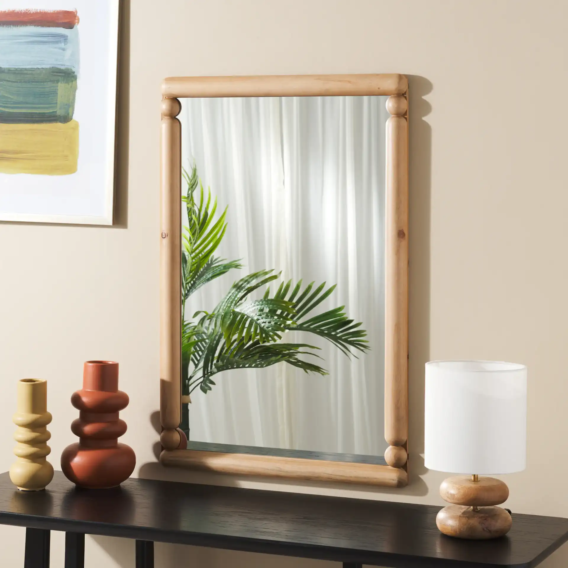 Mariana 24-Inch Mirror in Beige in a styled room