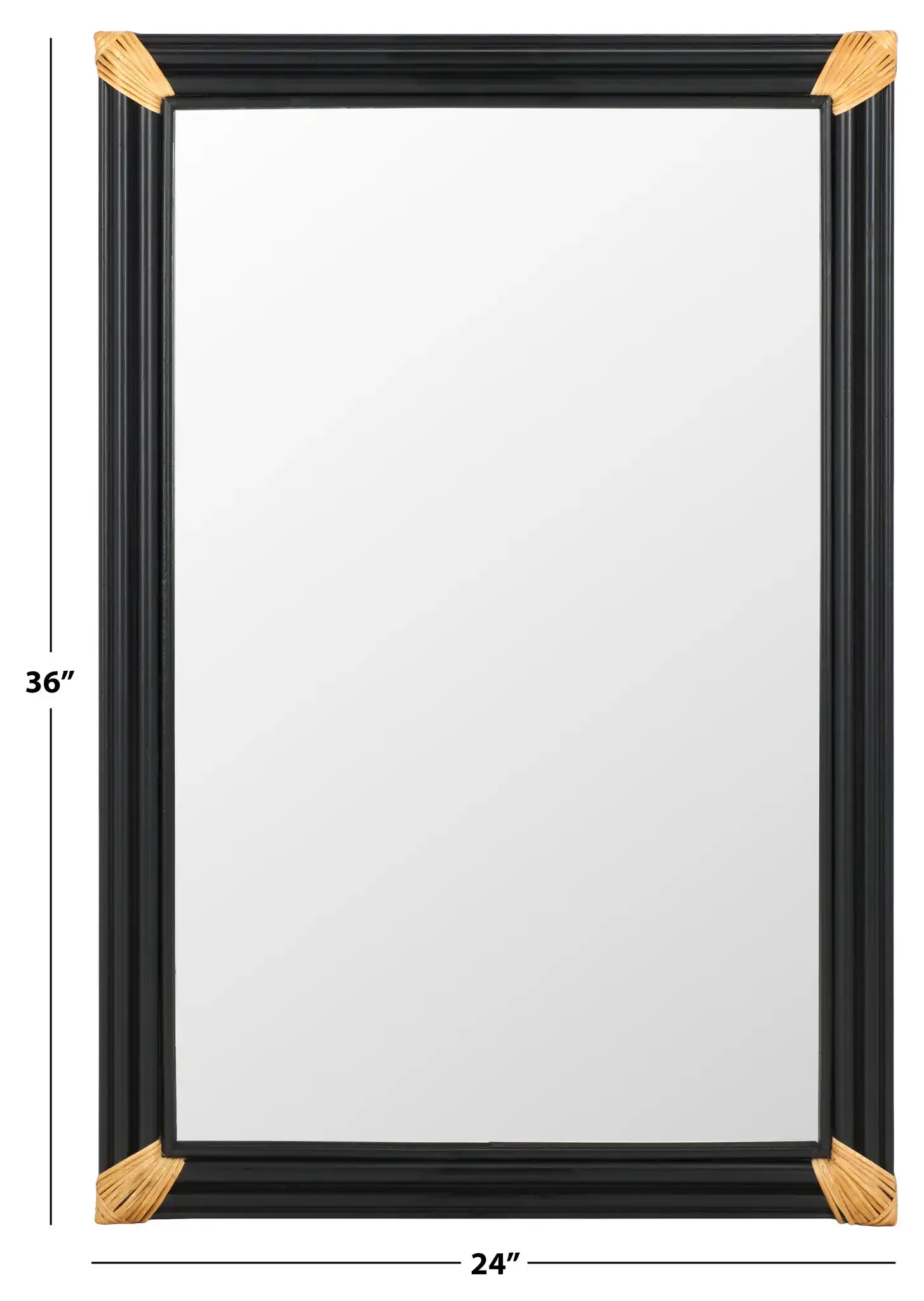 Bindie 24-Inch Mirror in Natural / Black, detail view
