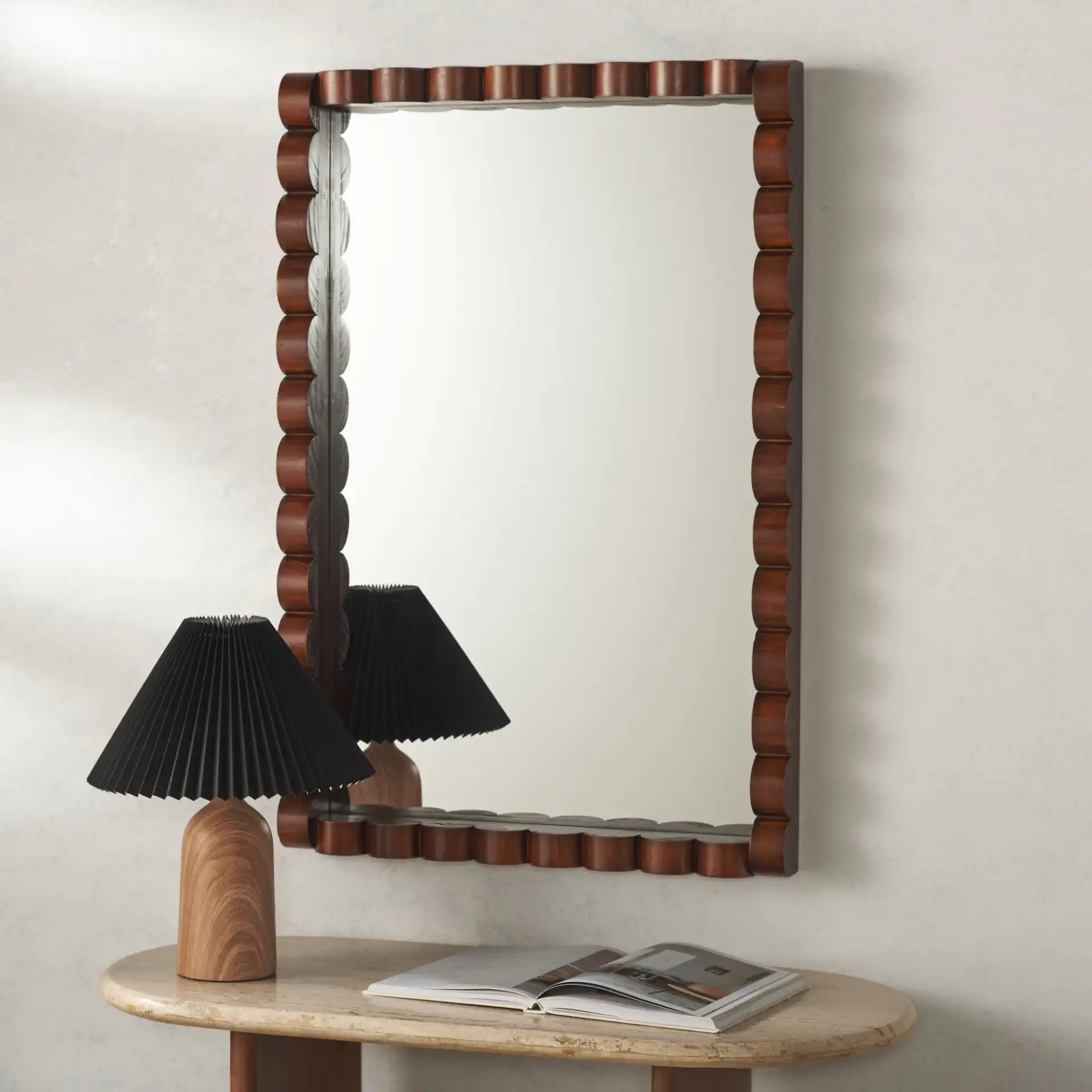 Charli 26-Inch Mirror in Walnut in a styled room
