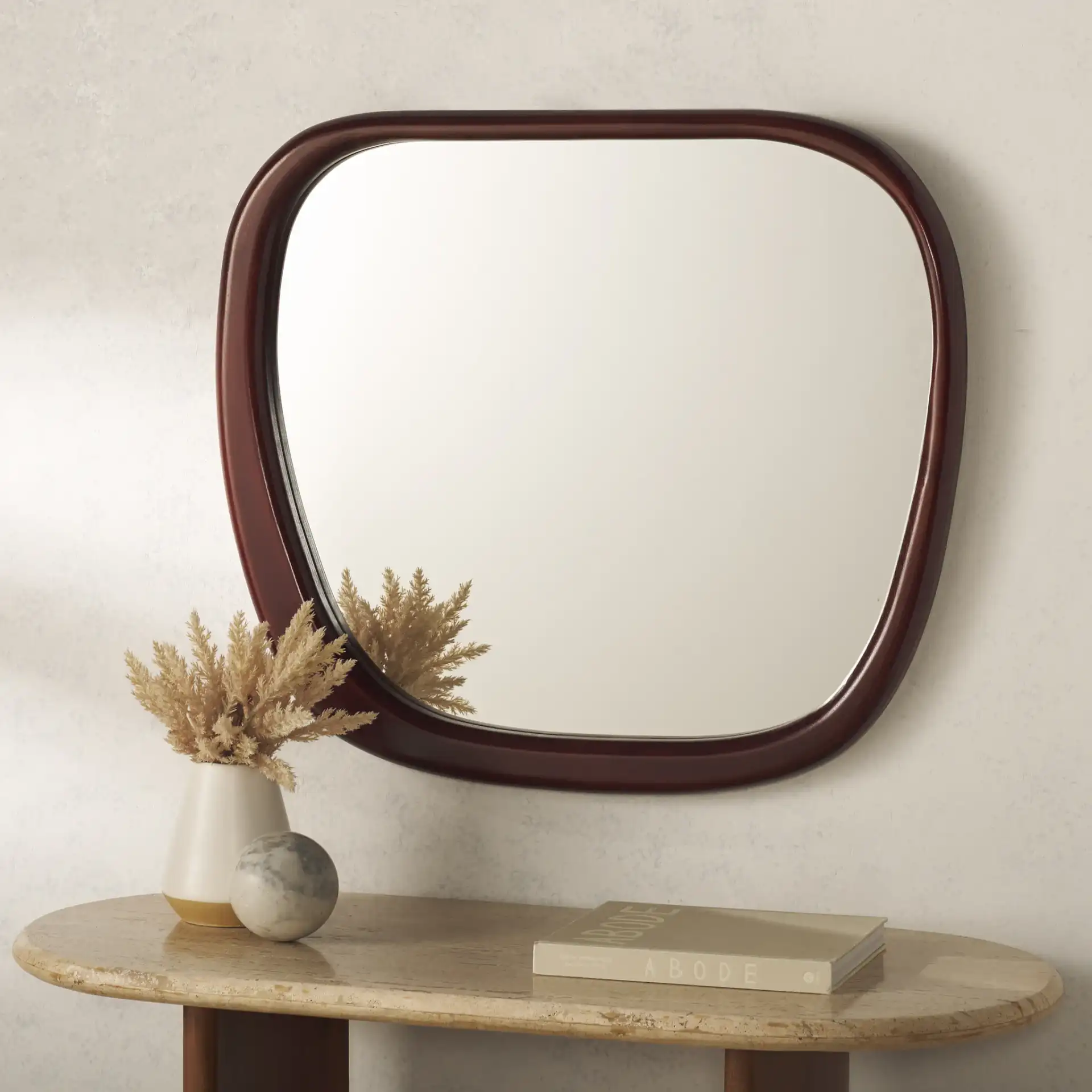 Zita Mirror in Walnut in a styled room