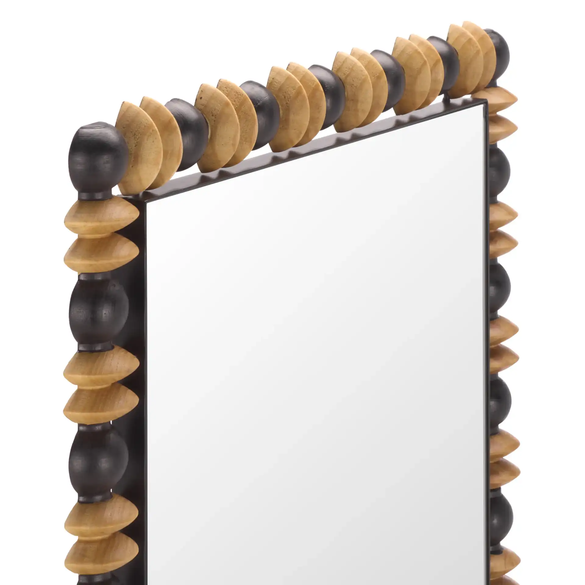 Azaria Full Length Mirror in Black / Natural in a styled room