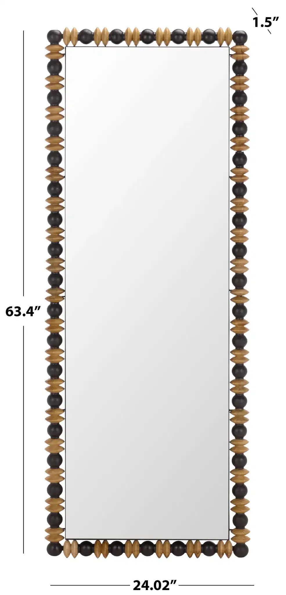 Azaria Full Length Mirror in Black / Natural, detail view