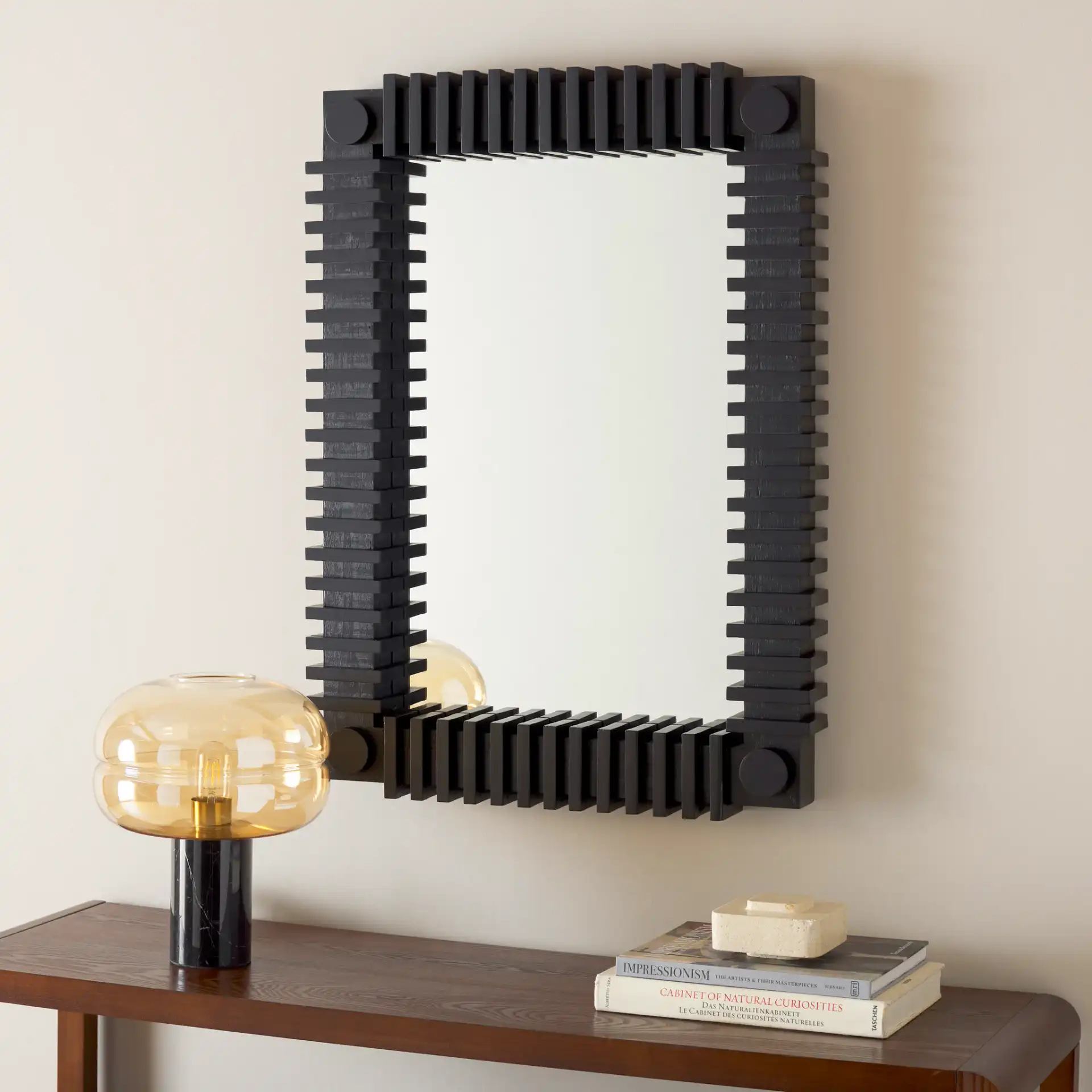 Brom Wall Mirror in Black in a styled room