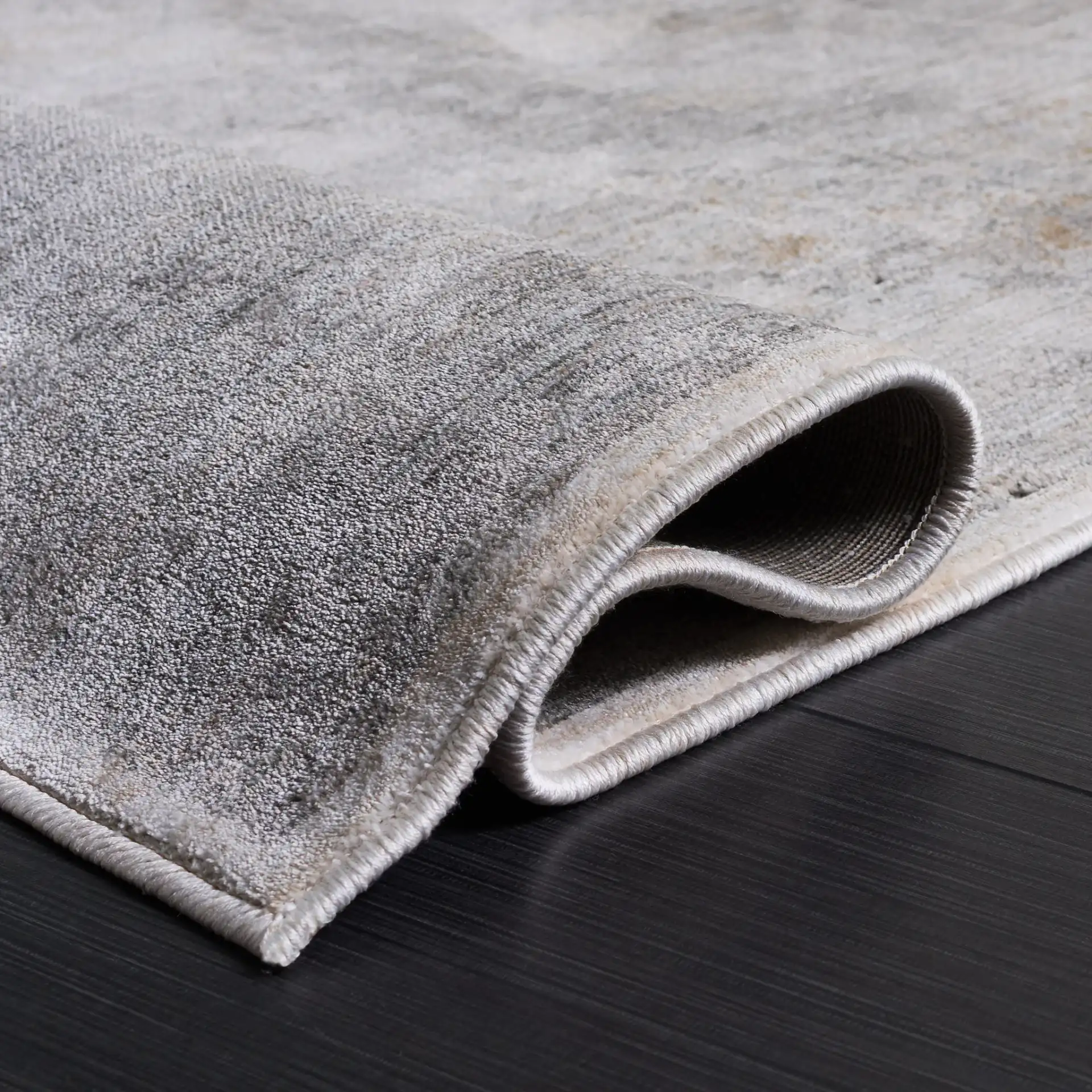 Marvel Marble Rug in Gray / Ivory in a styled room