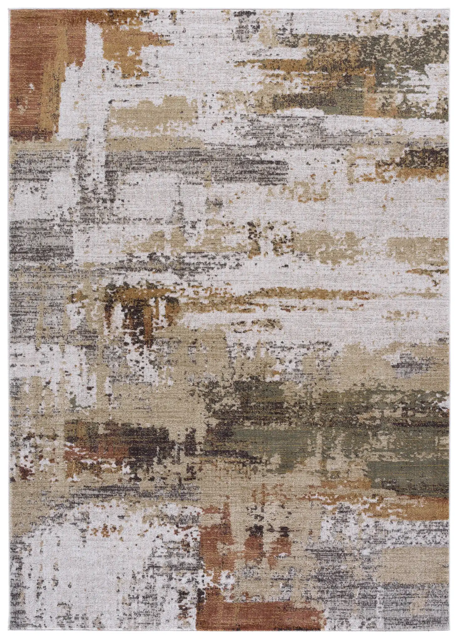 Marvel Abstract Brushstroke Rug in Dark Beige / Dark Gray