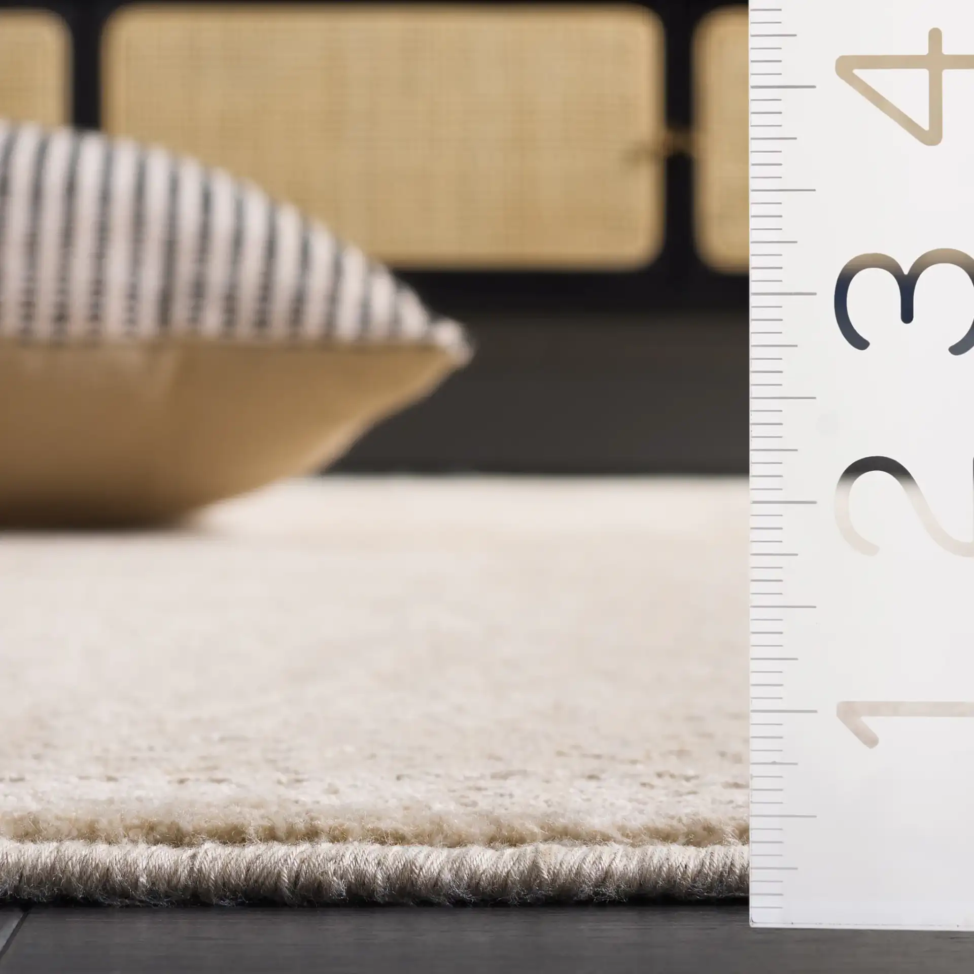 Marvel Concentric Dot Rug in Ivory / Beige in a styled room