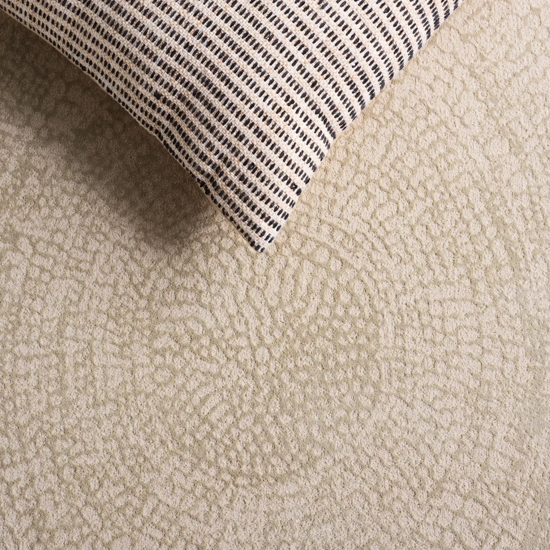 Marvel Concentric Dot Rug in Ivory / Beige in a styled room