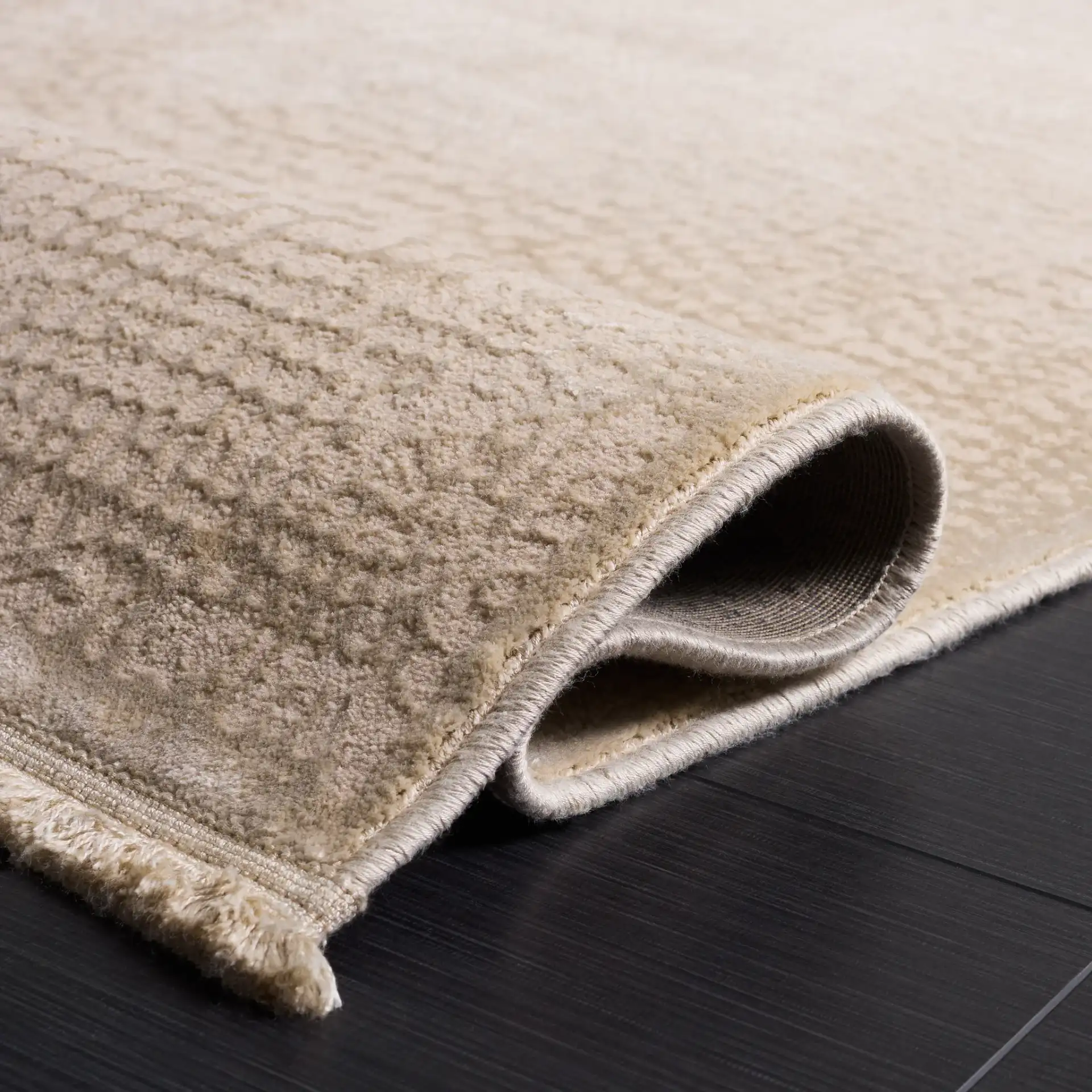 Marvel Concentric Dot Rug in Ivory / Beige in a styled room