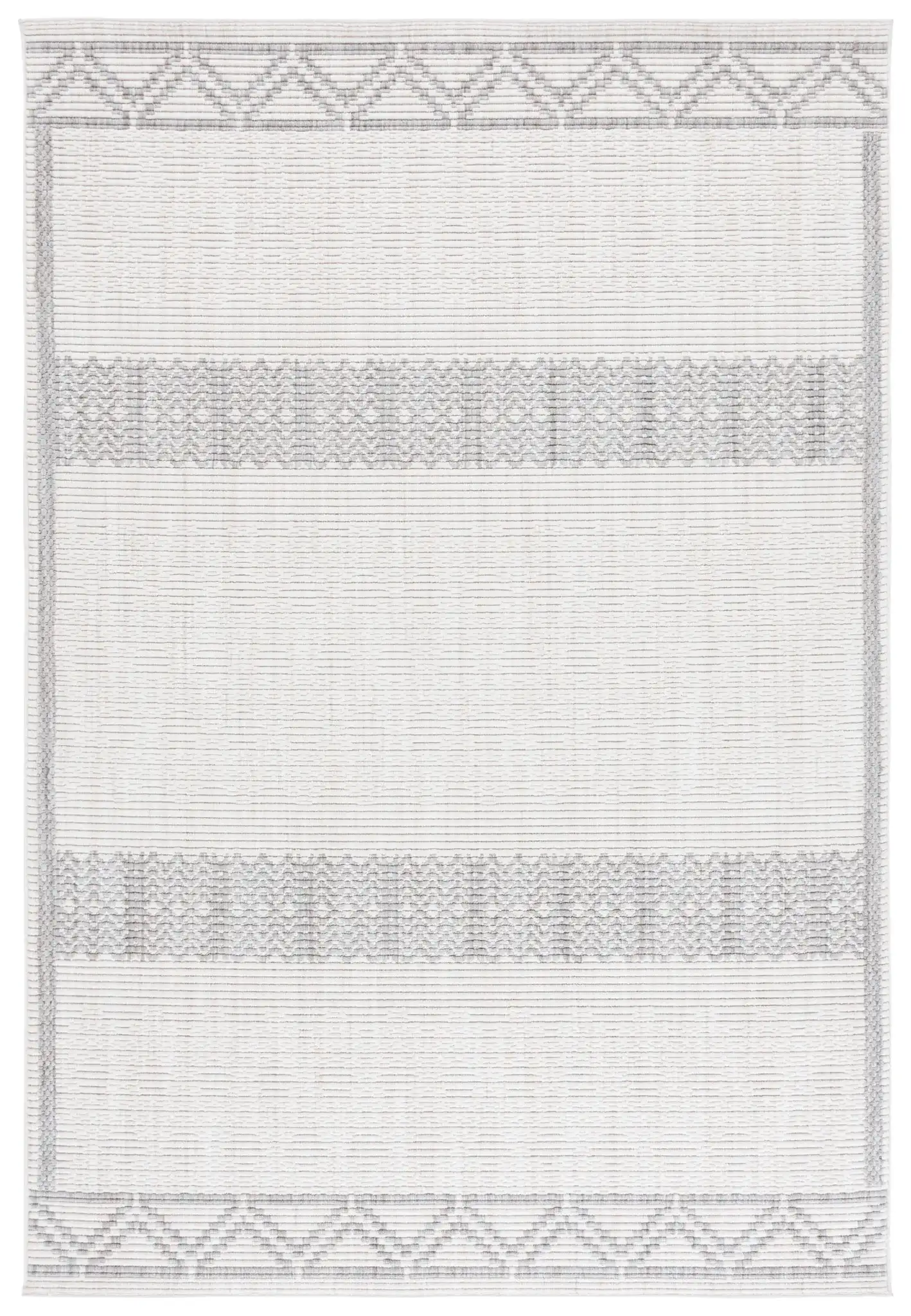 Martha Stewart Serenity Banded Geometric Rug in Ivory / Gray