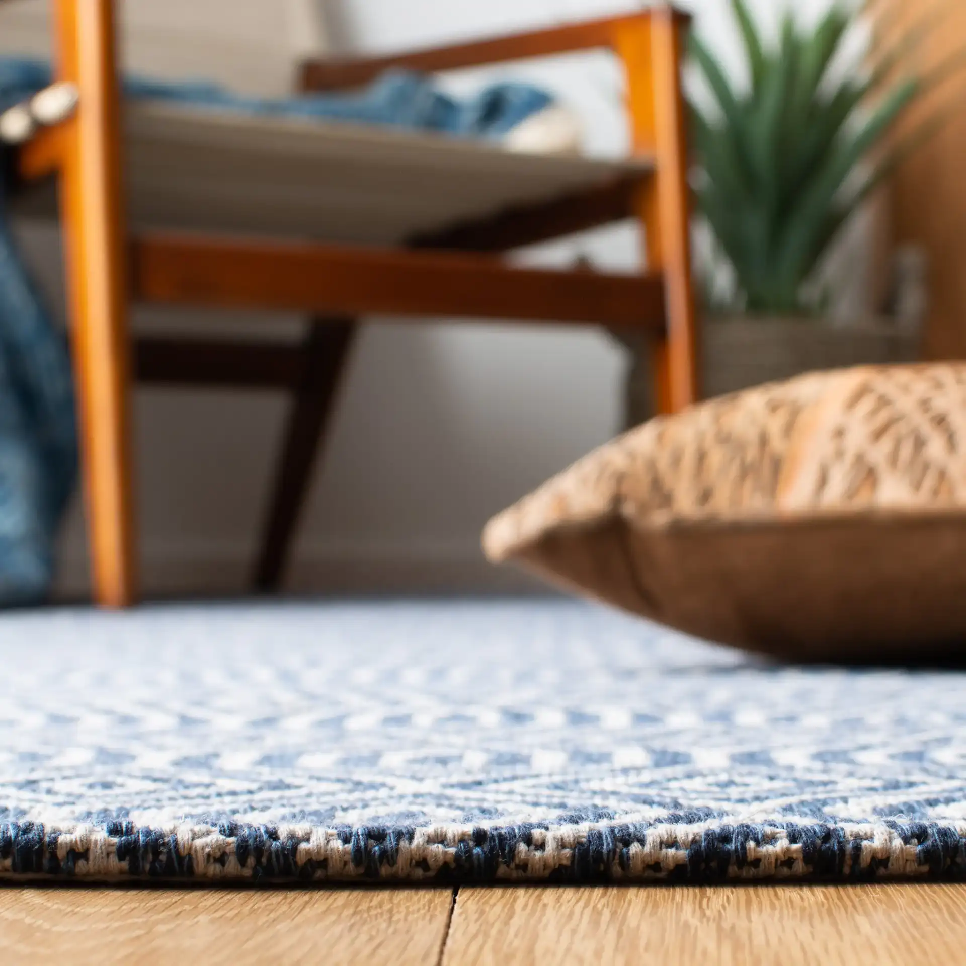 Martha Stewart Concentric Diamond Cotton Rug in Martha Stewart Concentric Diamond Cotton Rug in a styled room