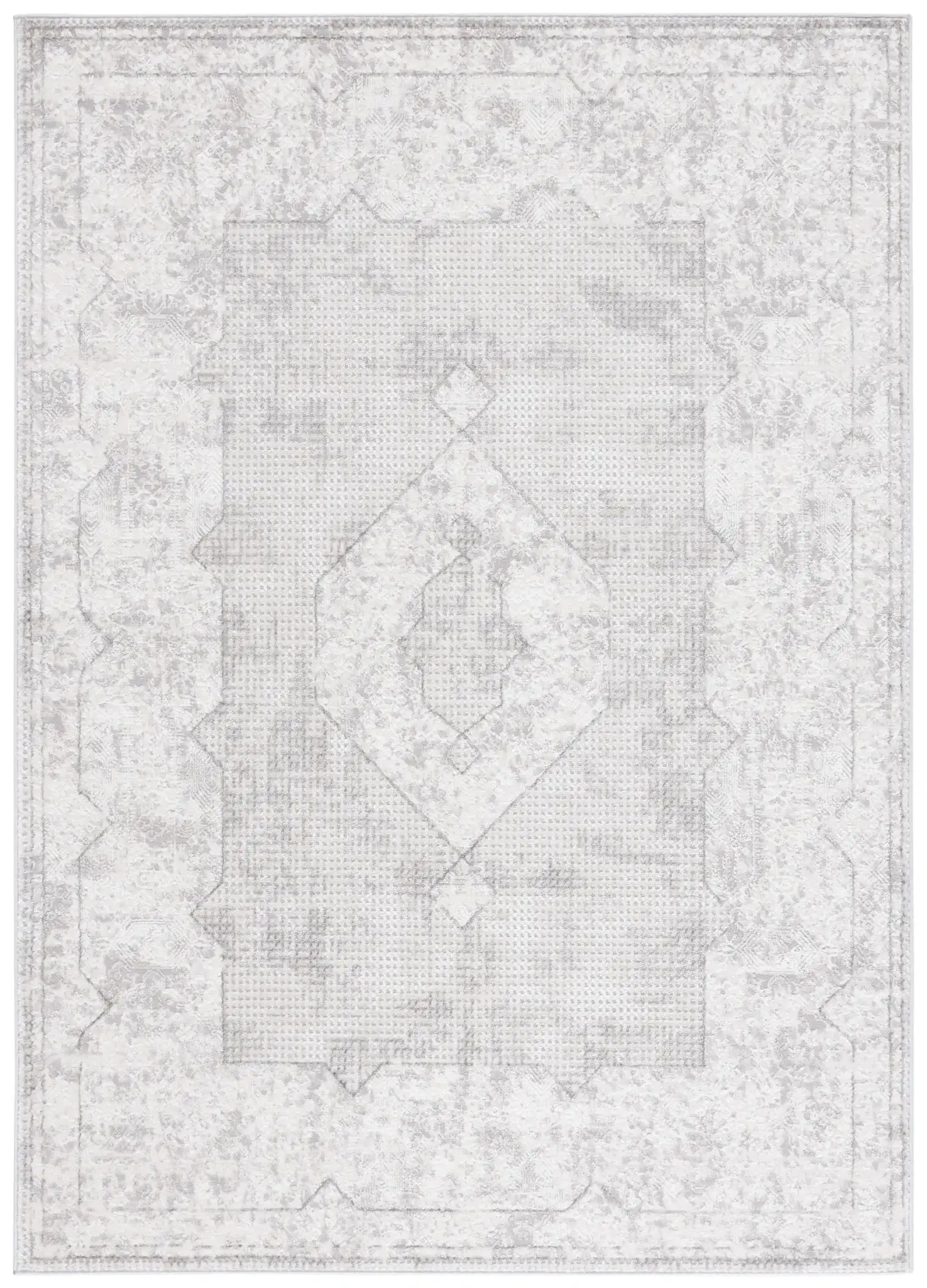 Martha Stewart Easton Distressed Medallion Rug in Ivory / Gray