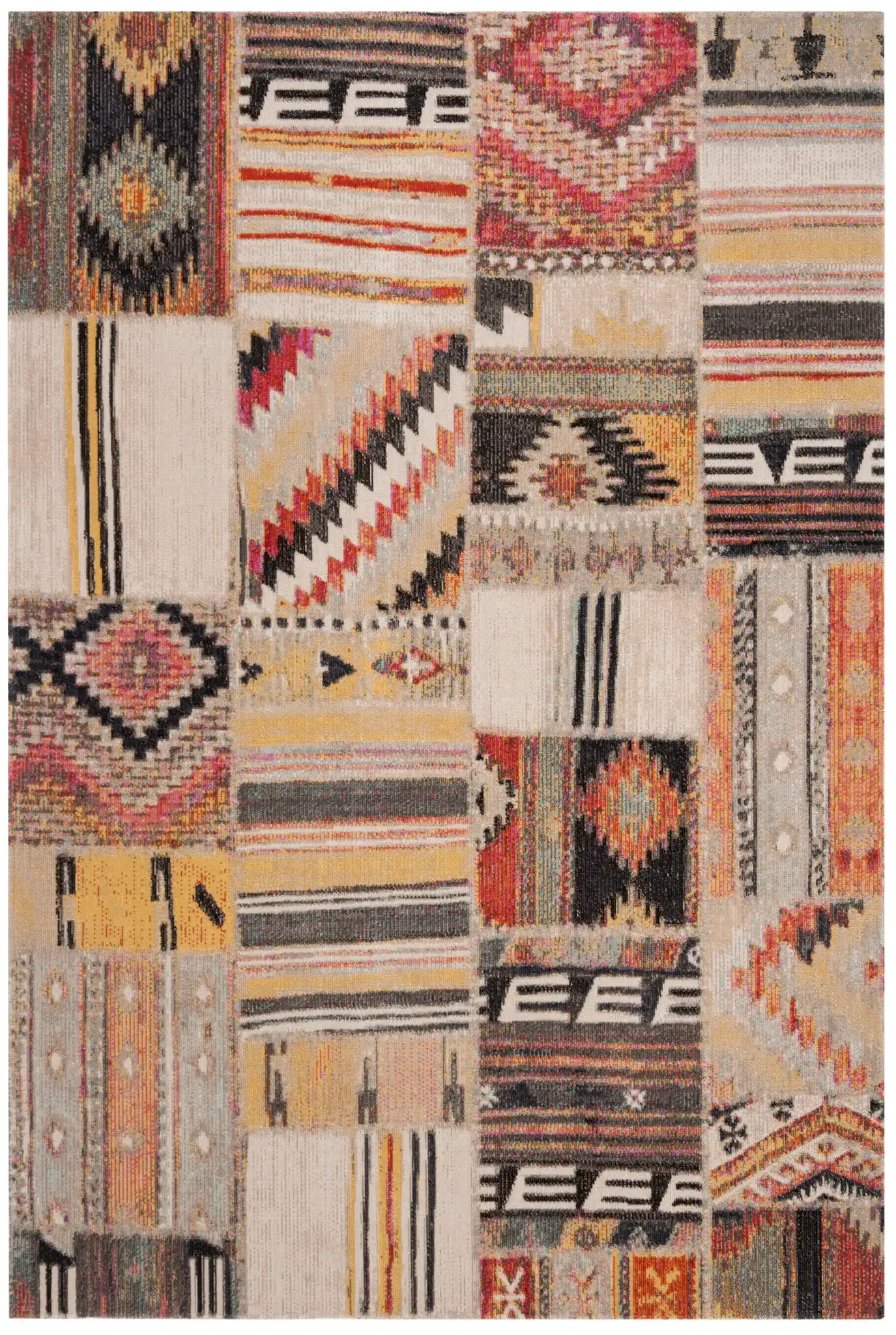 Montage Patchwork Panel Outdoor Rug in Taupe / Multicolor