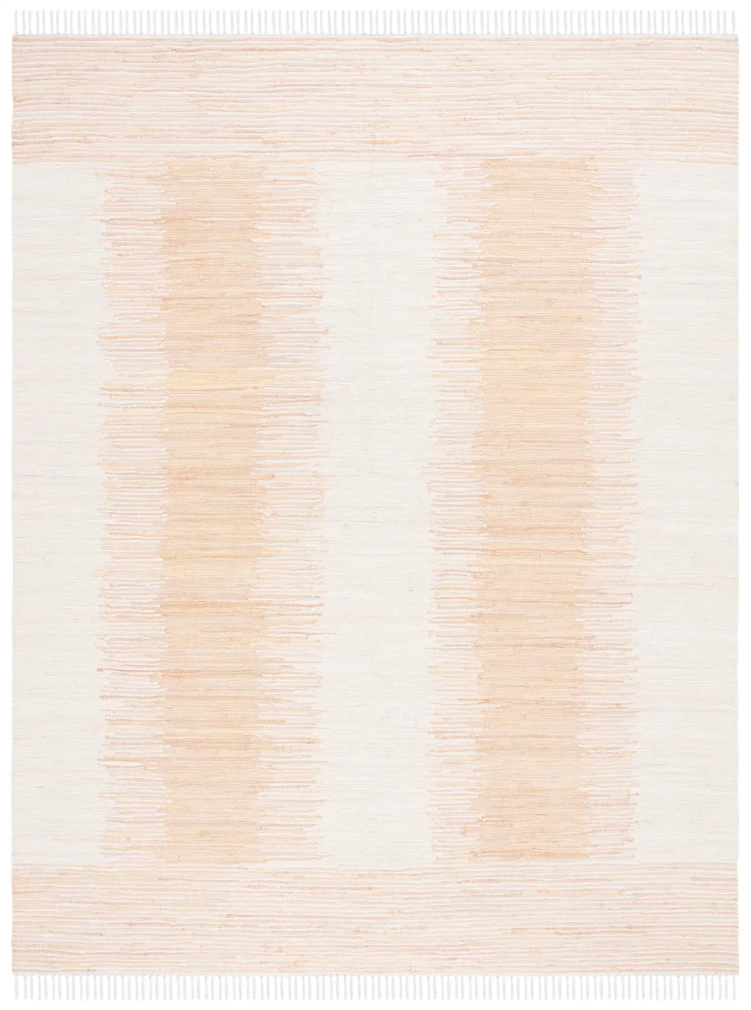 Montauk Double Vertical Stripe Hand-Woven Cotton Rug in Beige