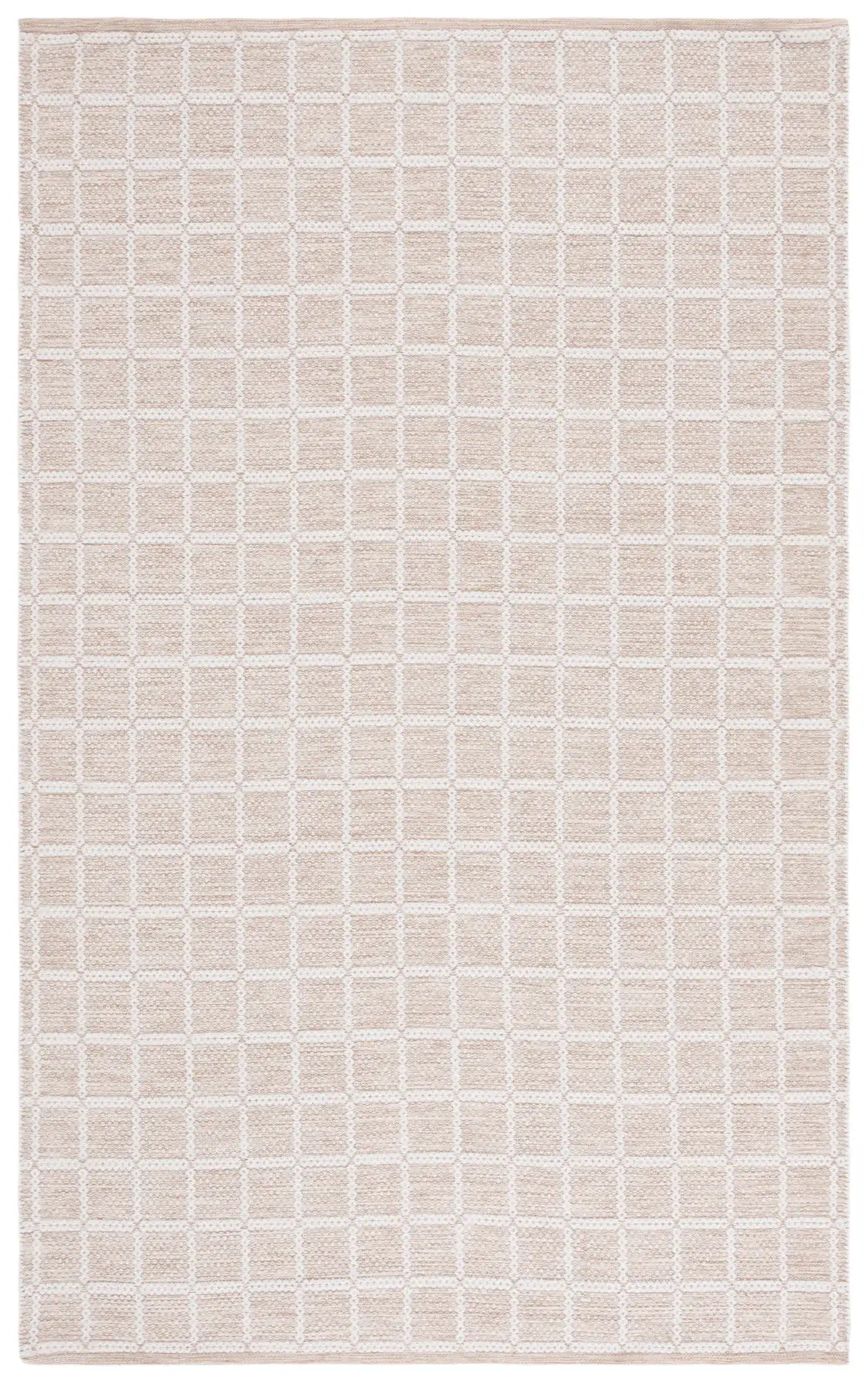 Montauk Waffle Grid Hand-Loomed Cotton Rug in Beige / Ivory