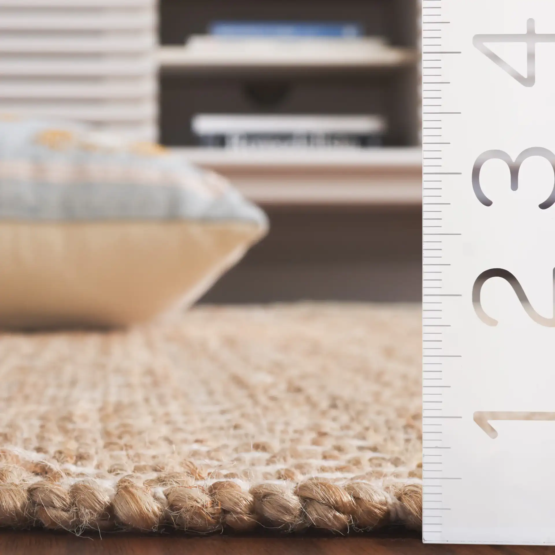 Montauk Checkered Hand-Loomed Rug in Natural / Yellow in a styled room