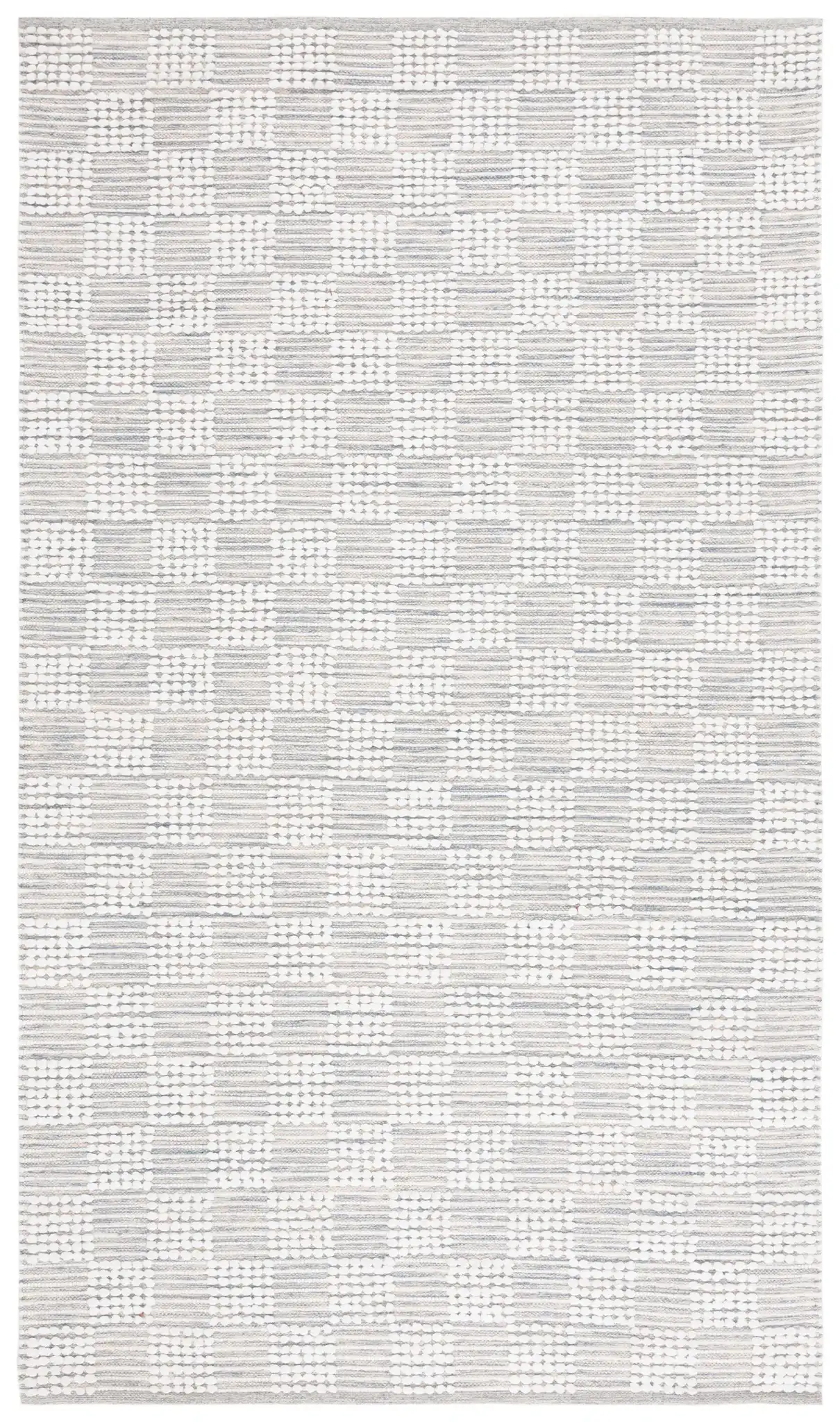 Montauk Checkered Hand-Loomed Cotton Rug in Silver / Ivory