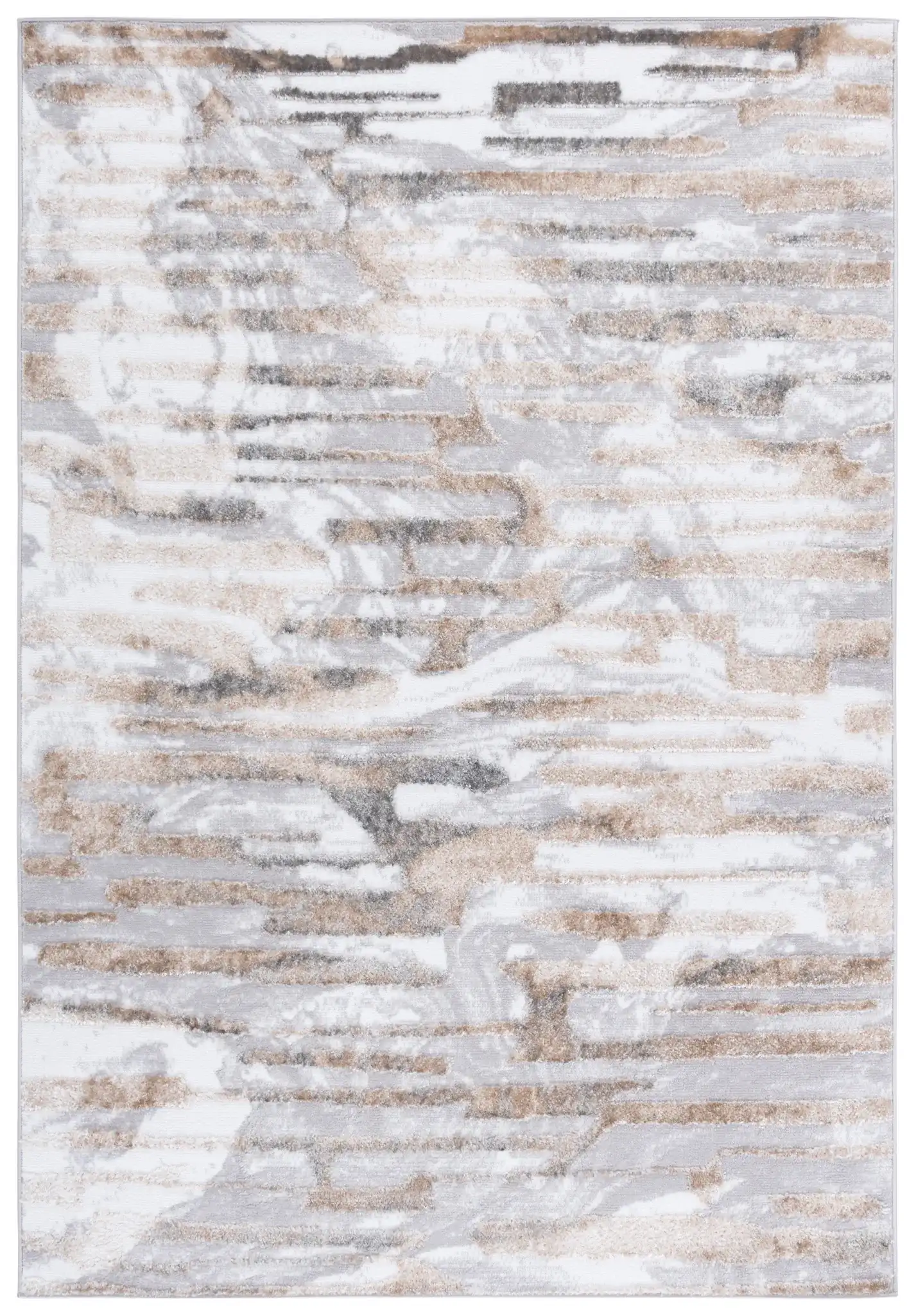 Maya Striated Abstract Rug in Ivory / Gray Beige