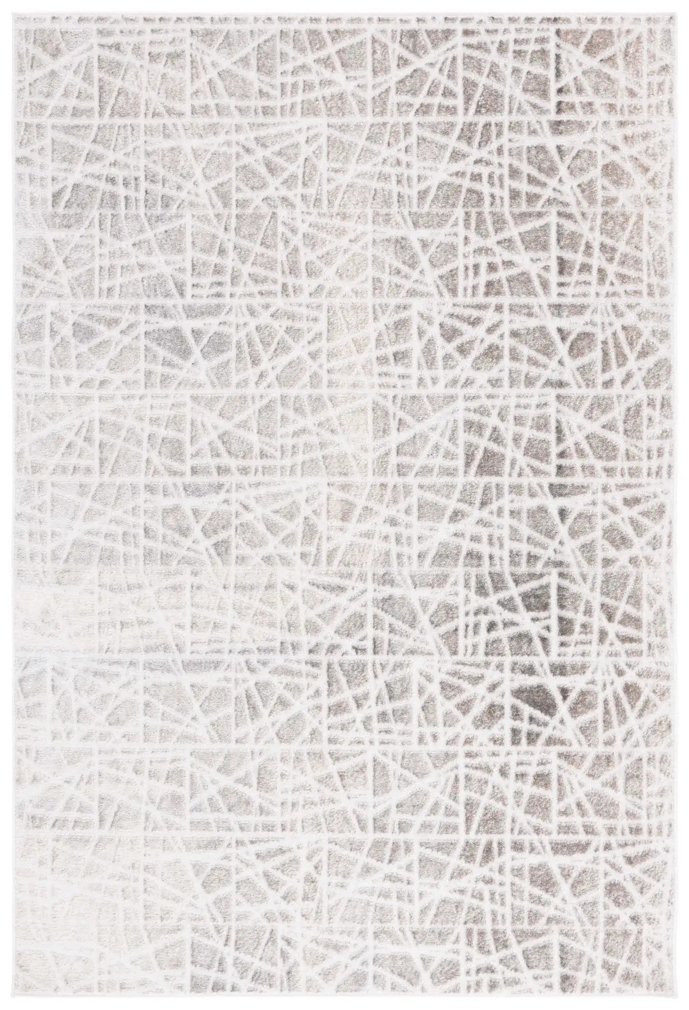 Maya Abstract Grid Rug in Taupe / Gray