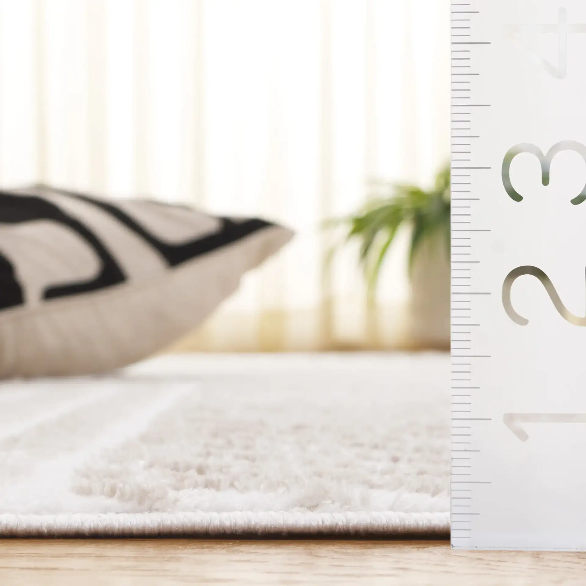 Maya Angled Stripe Rug in Ivory in a styled room