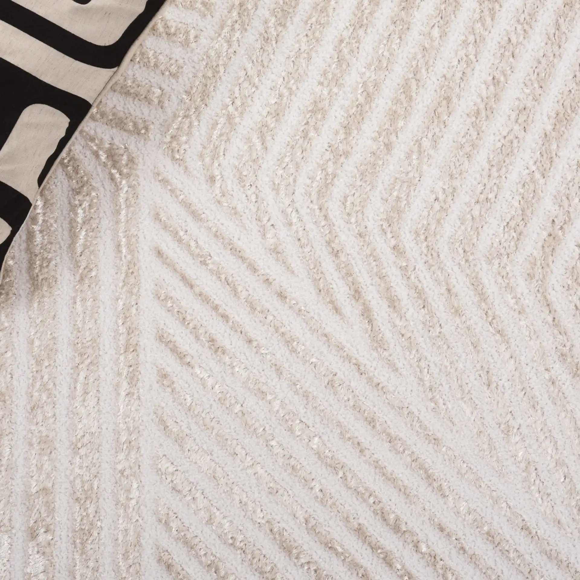 Maya Angled Stripe Rug in Ivory in a styled room