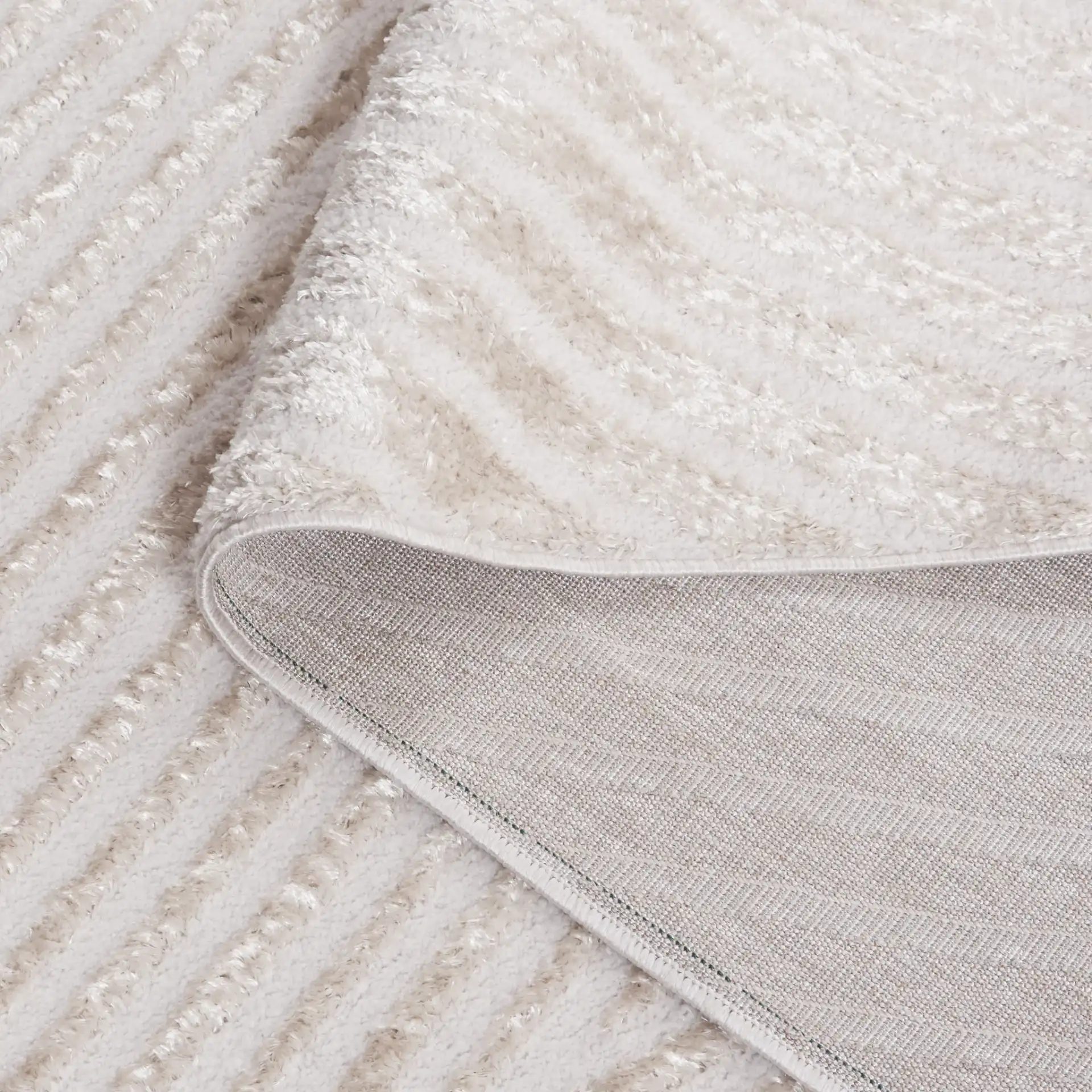 Maya Angled Stripe Rug in Ivory in a styled room