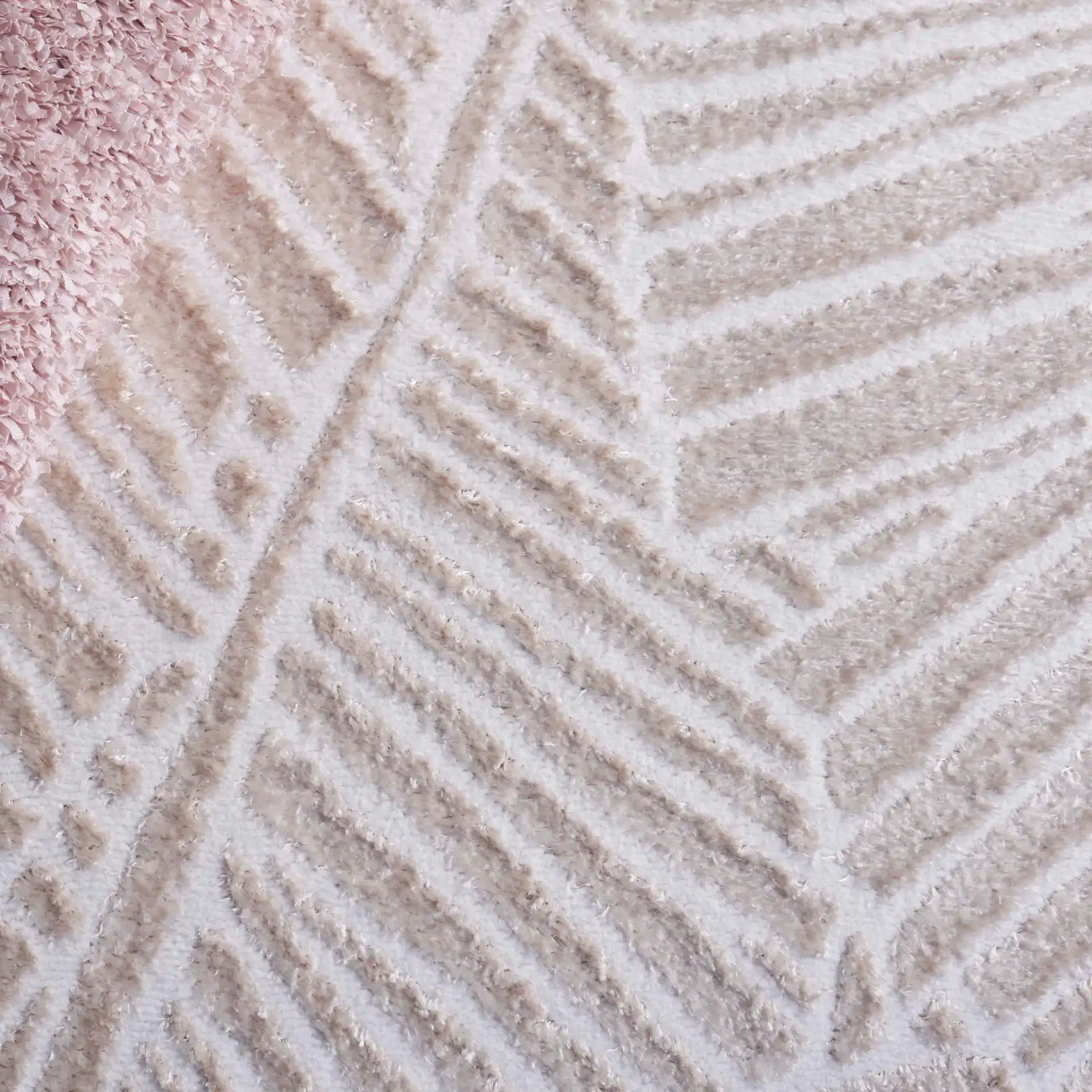 Maya Palm Leaf Rug in Ivory in a styled room