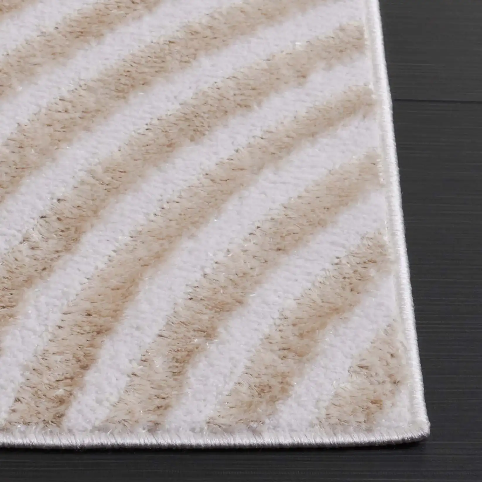 Maya Overlapping Arch Rug in Taupe / Ivory in a styled room