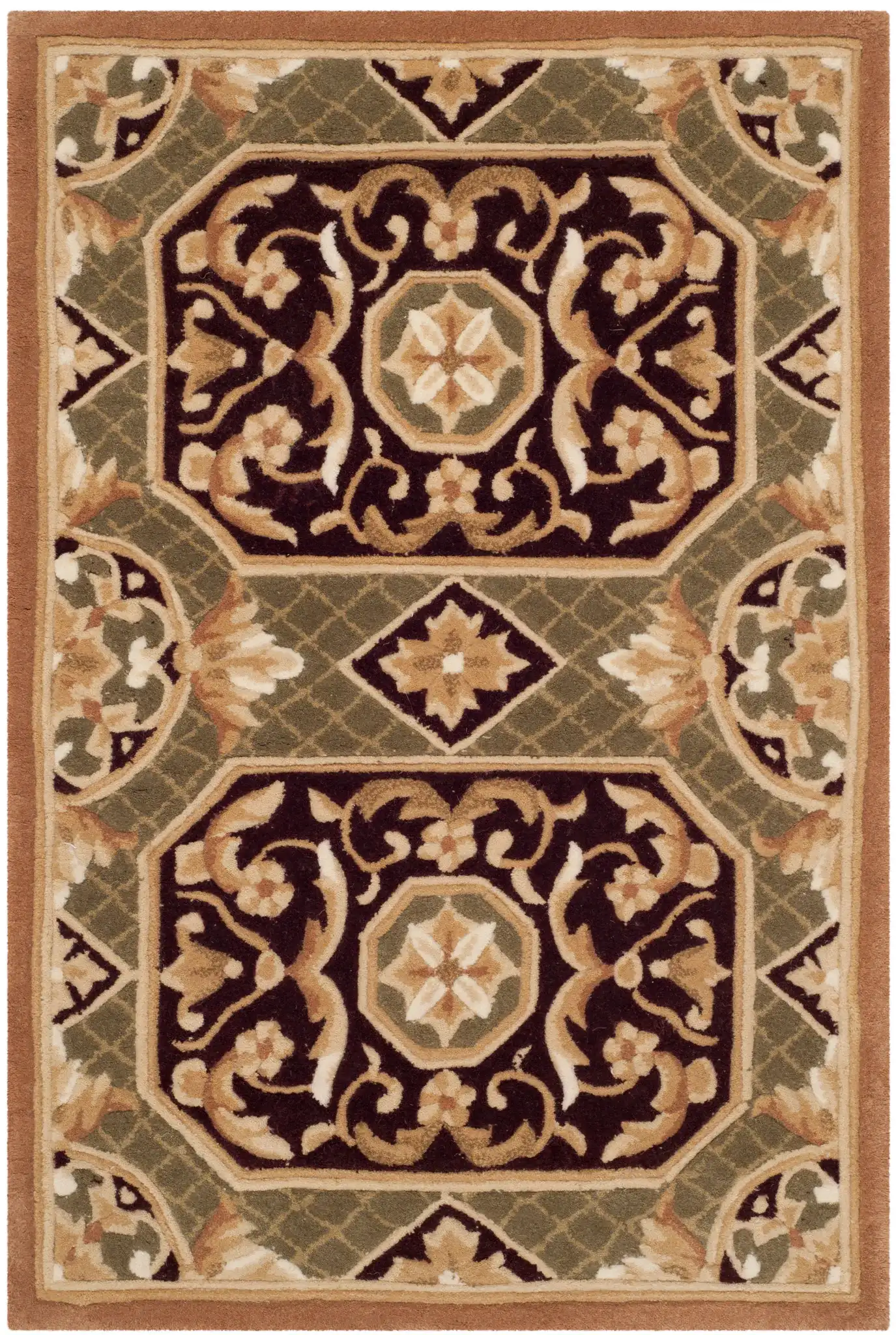Naples Floral Tile Hand-Tufted Wool Rug in Multicolor, detail view